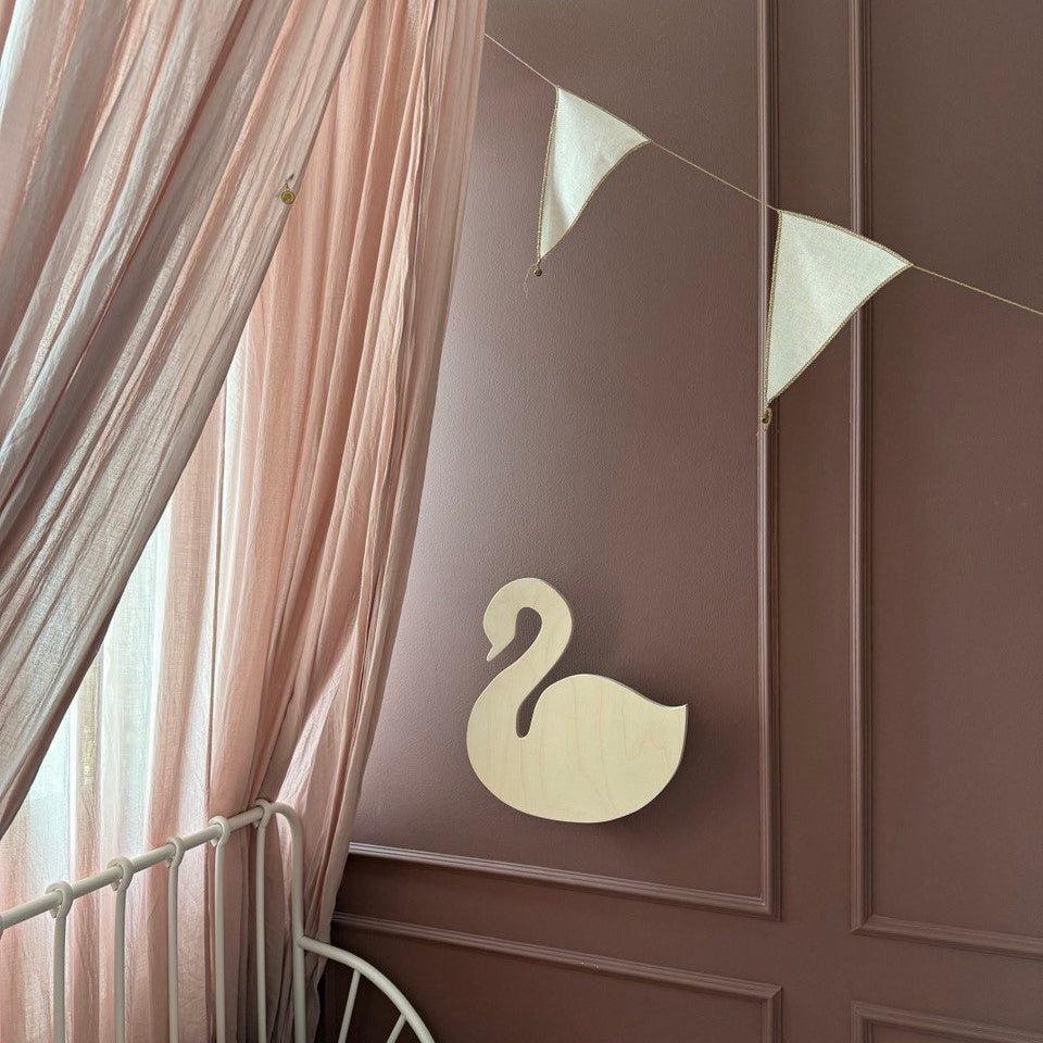 Houten wandlamp kinderkamer | Zwaan - blank