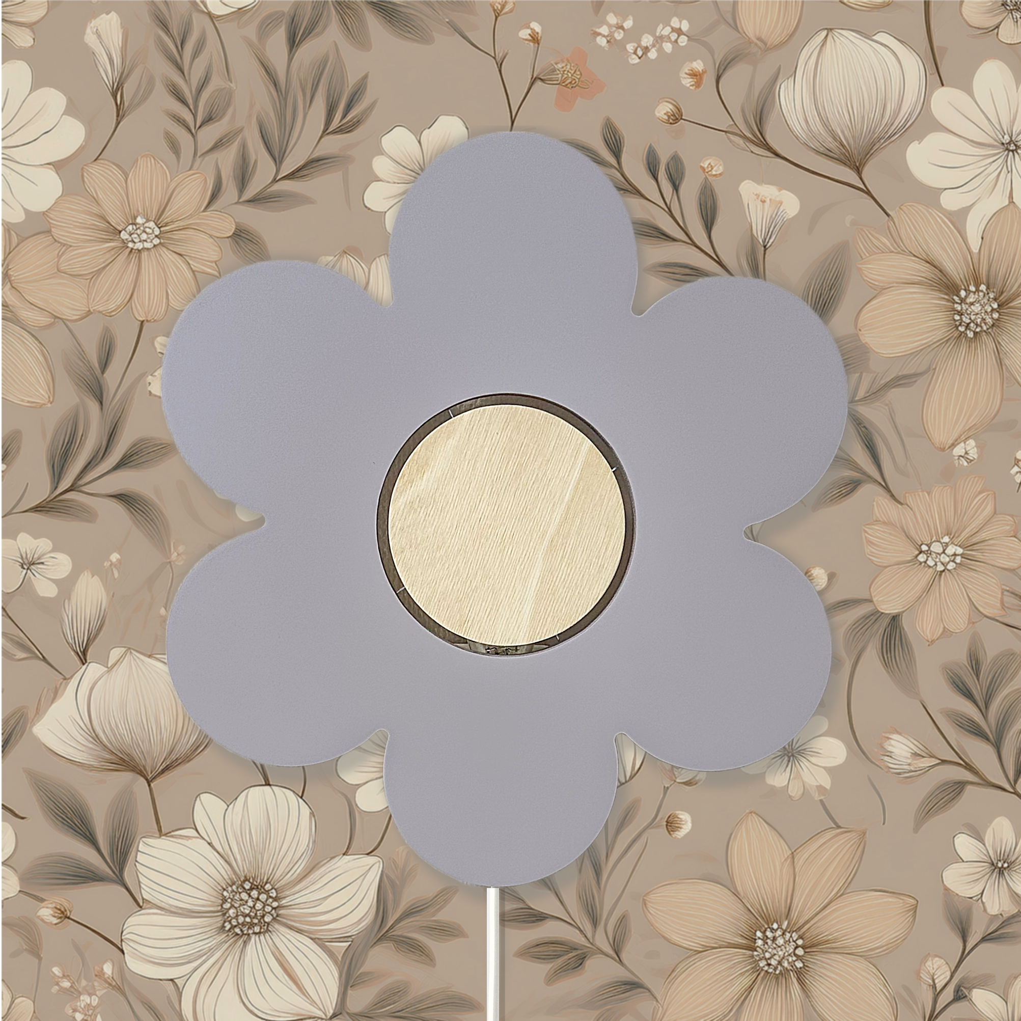 Houten wandlamp kinderkamer | Bloem - Lila