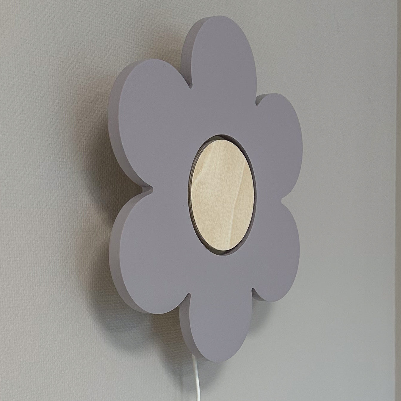 Houten wandlamp kinderkamer | Bloem - Lila