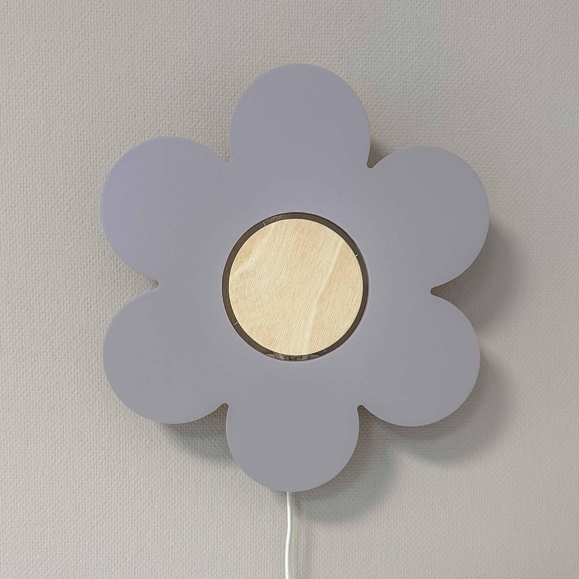 Houten wandlamp kinderkamer | Bloem - Lila