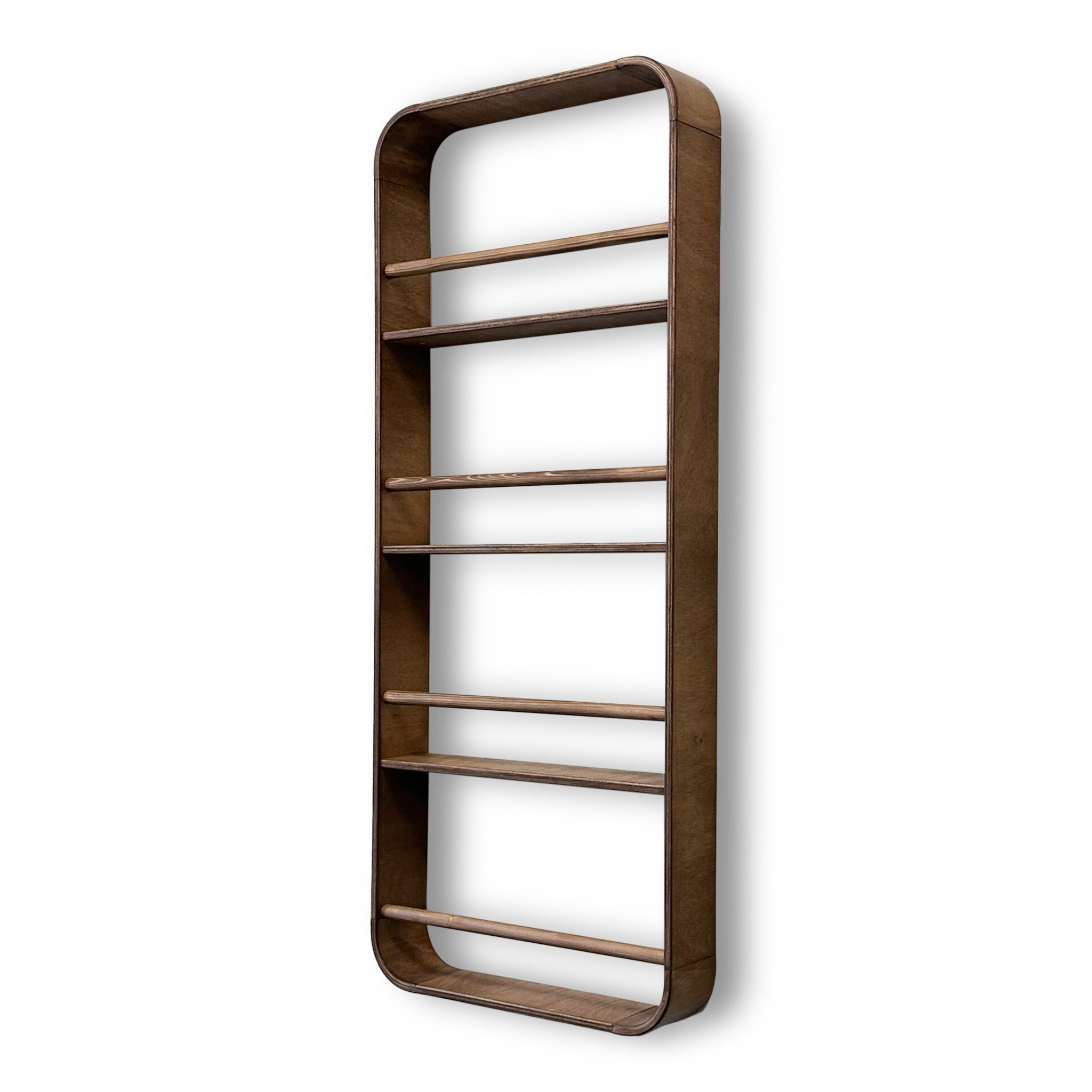 Novie montessori rond boekenrek kinderkamer | 4 planken - Wengé gebeitst - toddie.nl ®