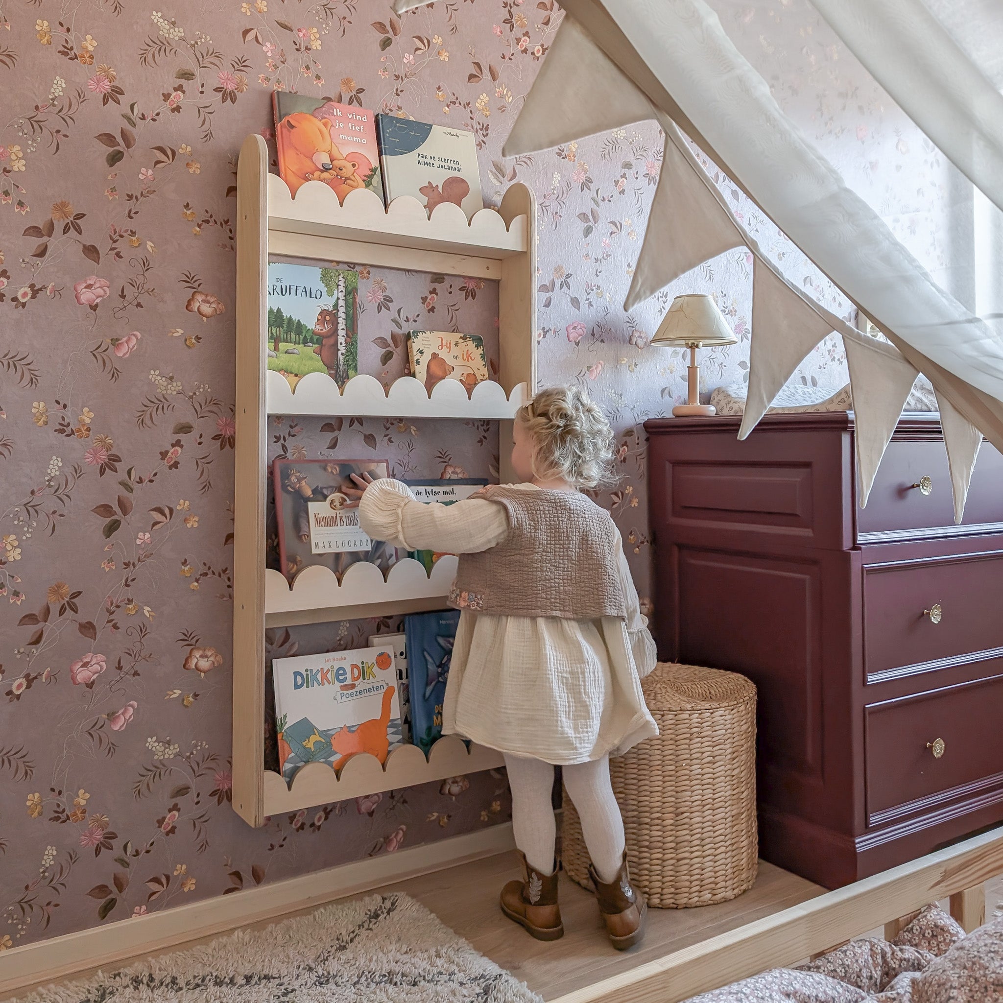 Bubble Montessori boekenrek kinderkamer | 4 planken - blank
