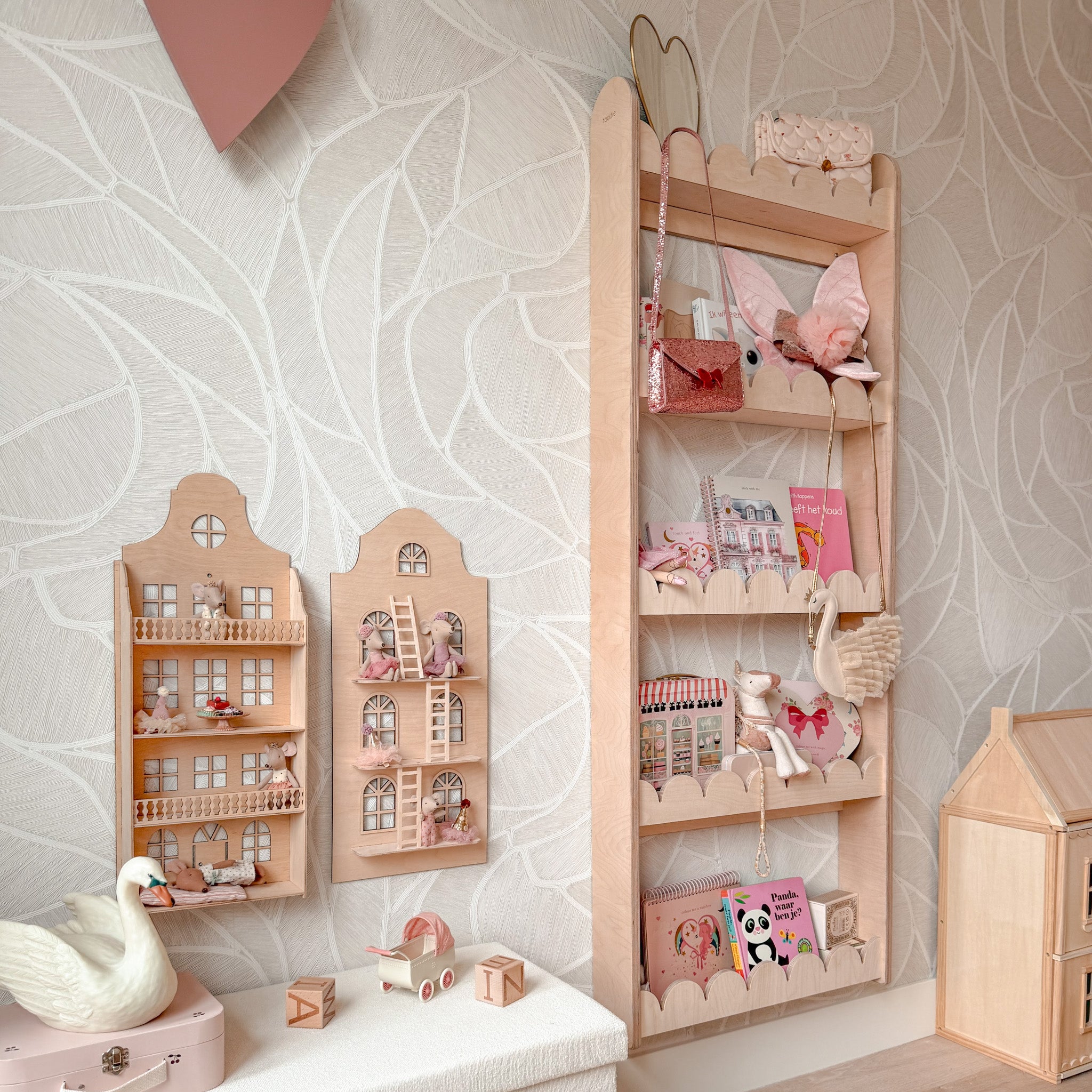 Bubble Montessori boekenrek kinderkamer | 5 planken - blank