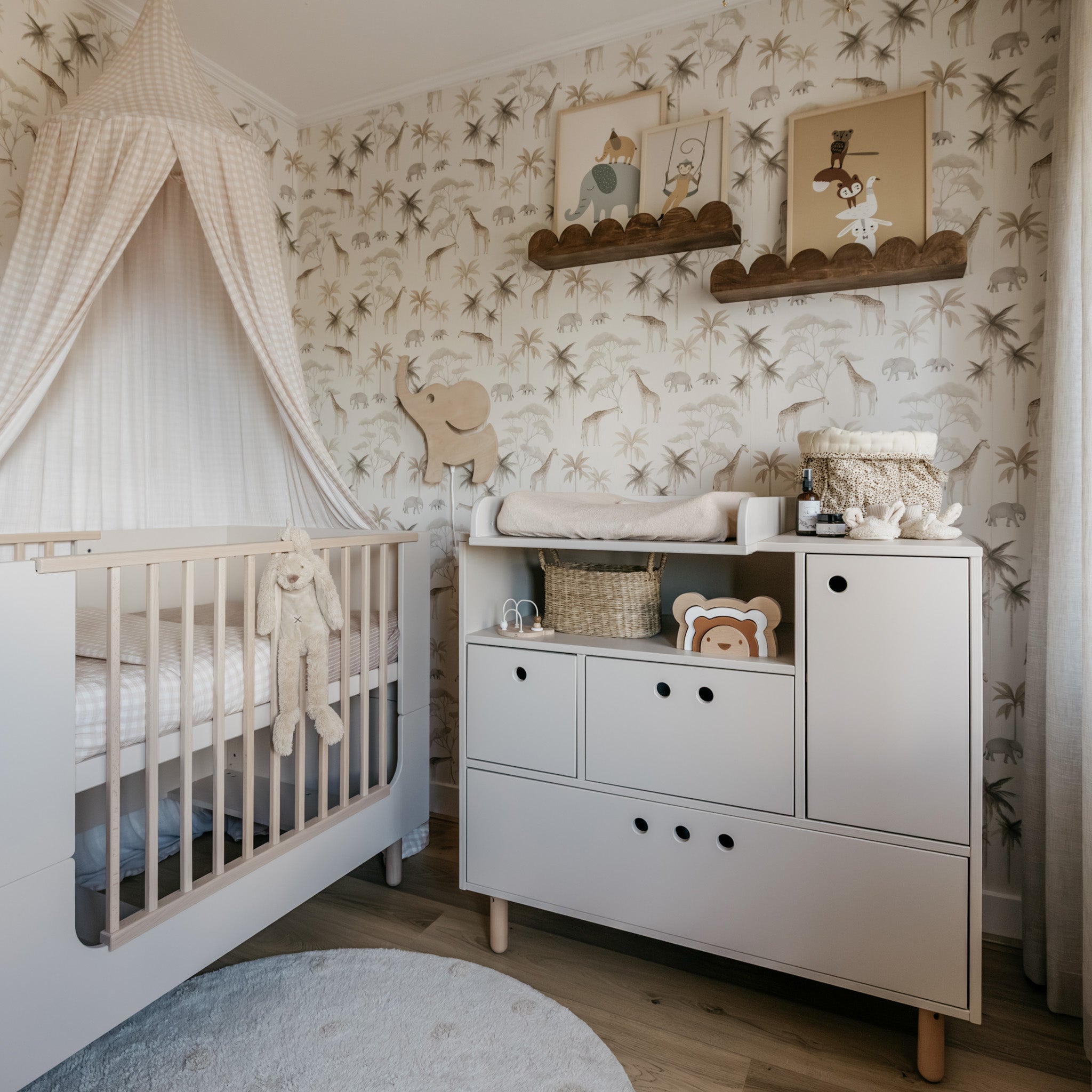 Trævæglampe til børneværelse | Elefant - hvid