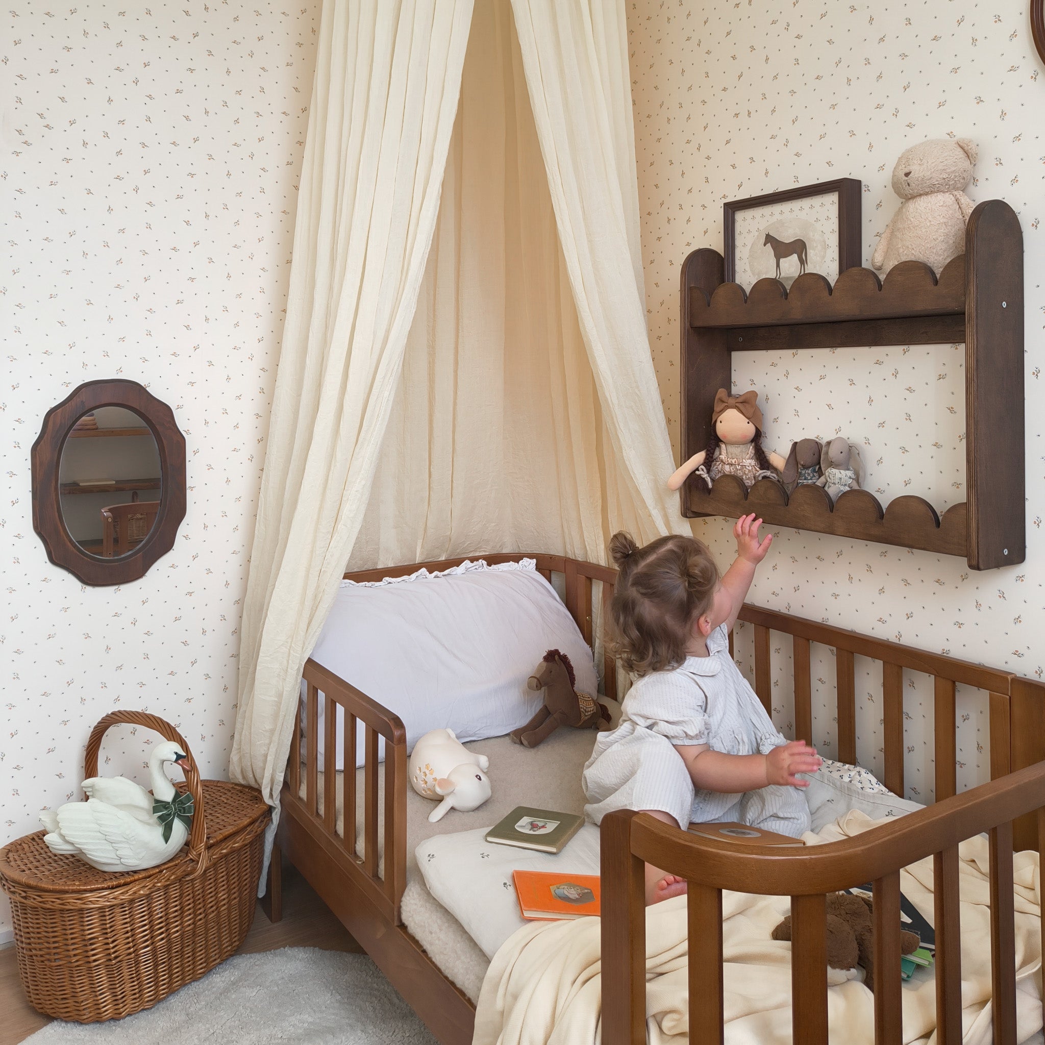 Bubble Montessori reol til børneværelse | 2 planker - wengebejdset