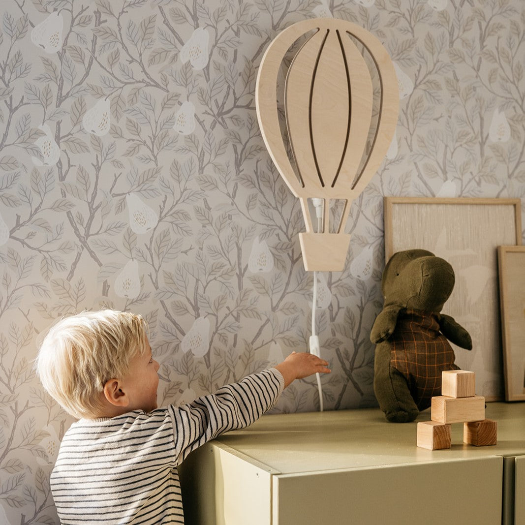 Houten wandlamp kinderkamer | Luchtballon - blank - toddie.nl ®