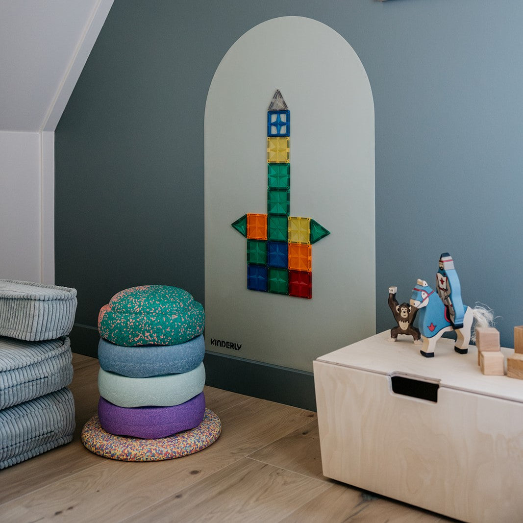 Montessori rijdende opbergkist met zwenkwieltjes en deksel - blank