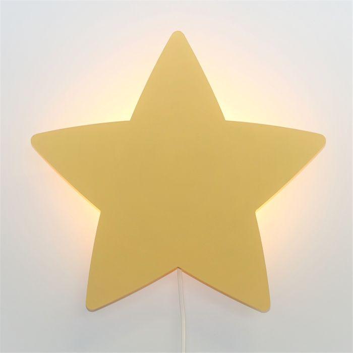 Houten wandlamp kinderkamer | Ster - geel - toddie.nl ®