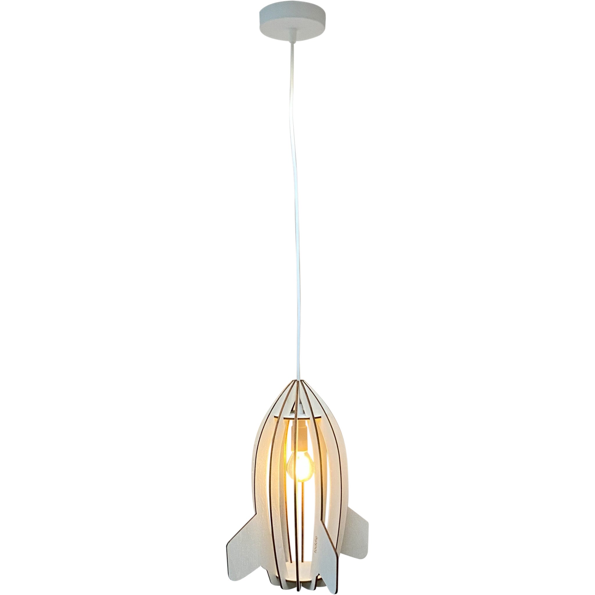 Træhængelampe til børneværelse | Raket - blank