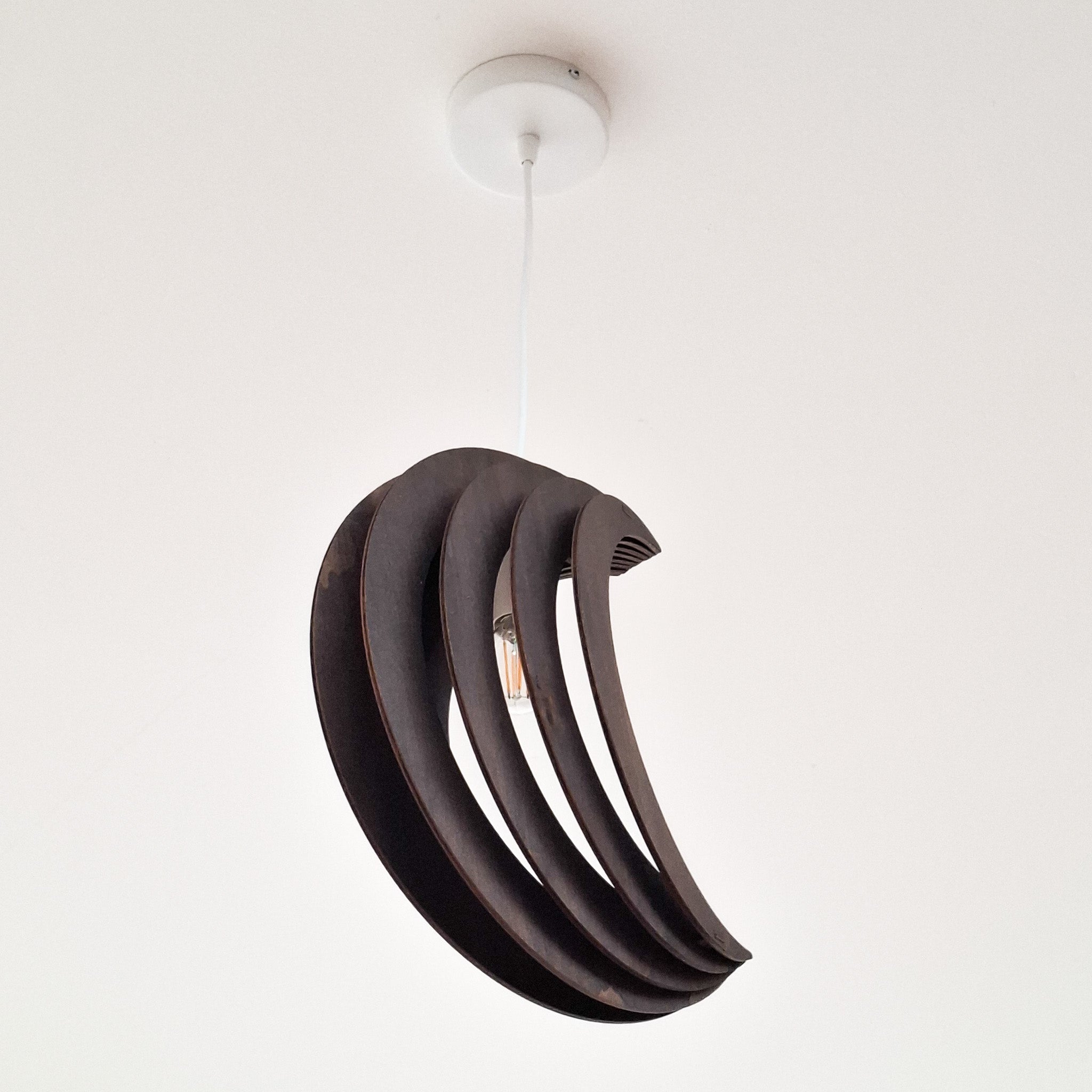 Houten hanglamp kinderkamer | Maan - Wengé