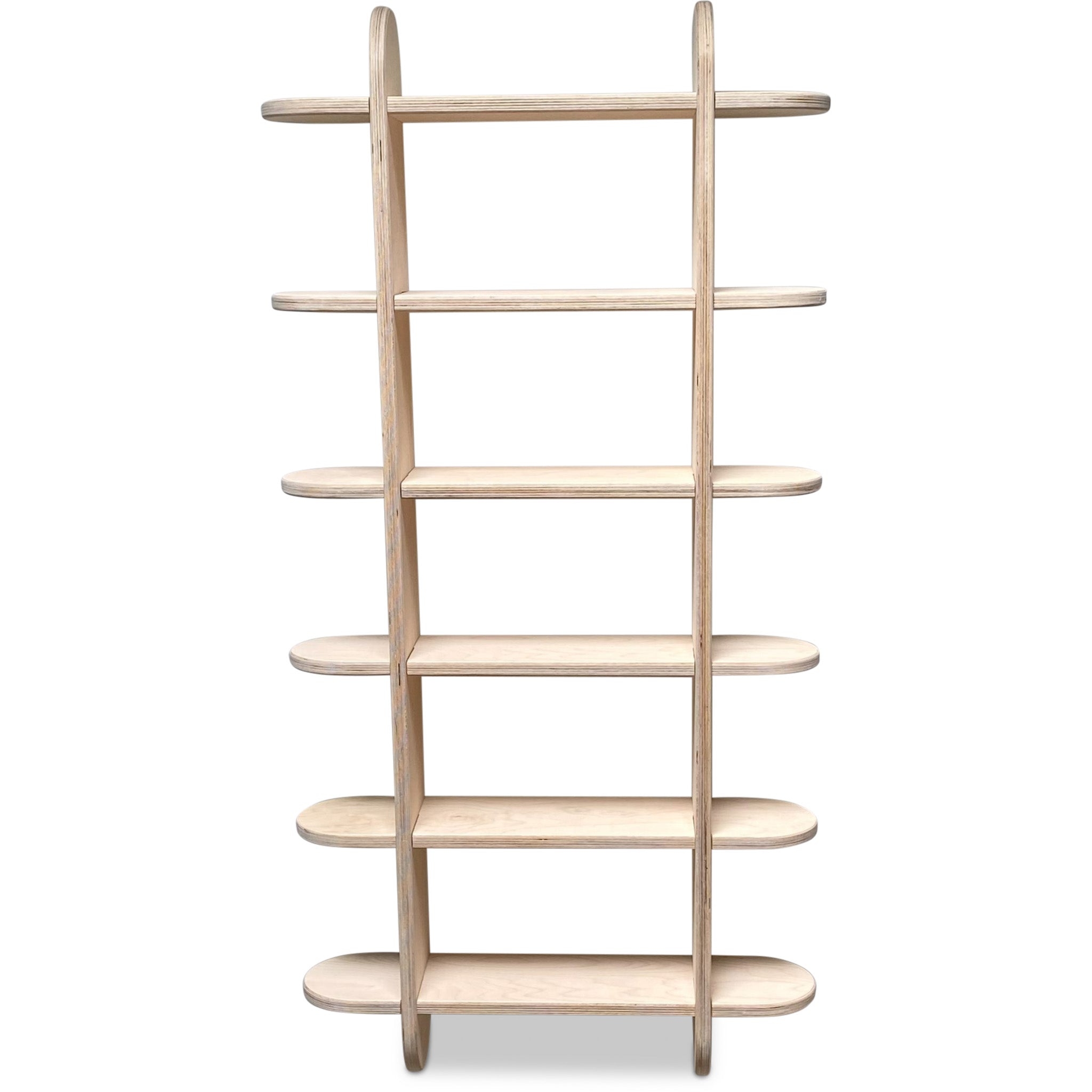 Round montessori boeken wandkast kinderkamer | Vakkenkast 6 planken - blank