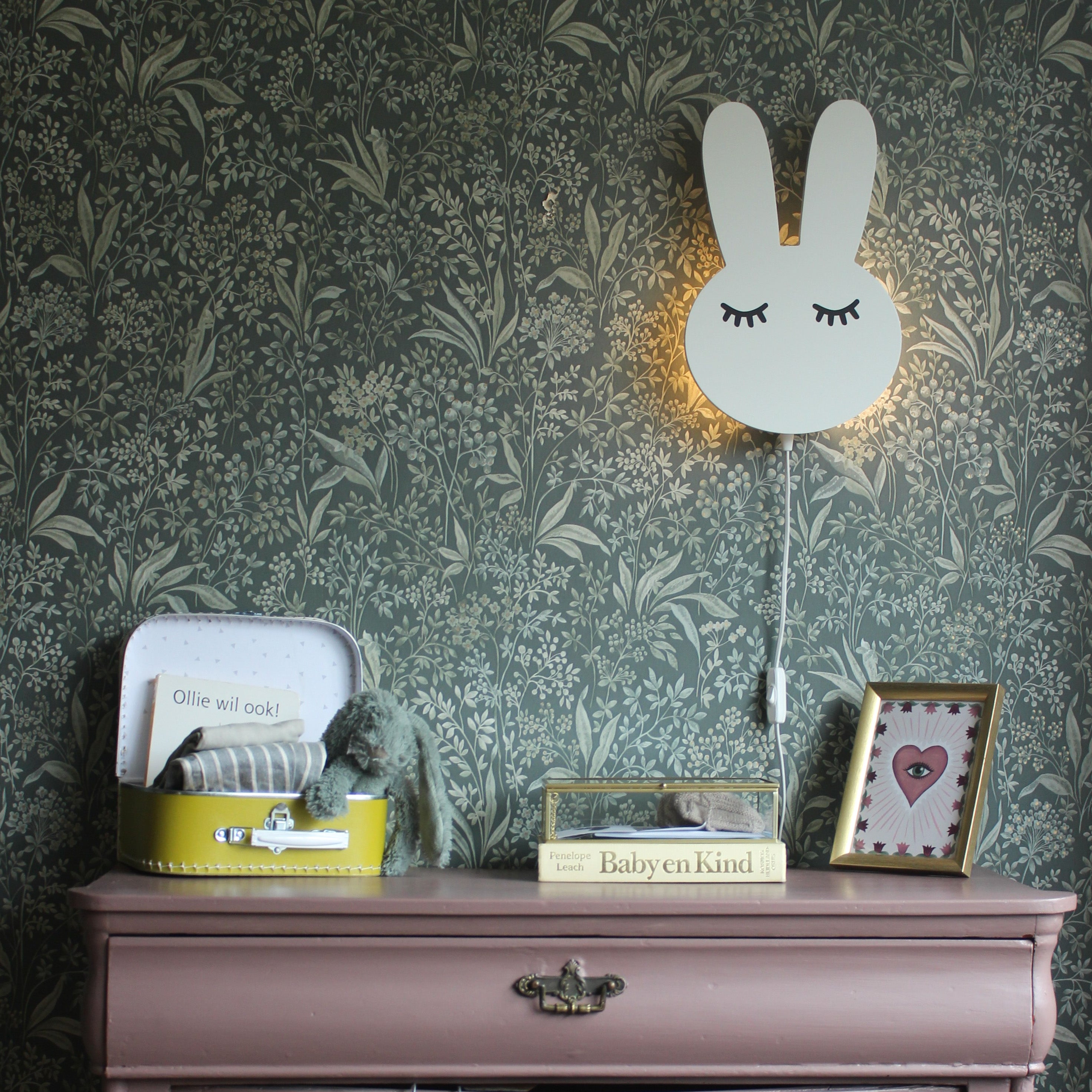 Houten wandlamp kinderkamer | Konijn - wit - toddie.nl ®