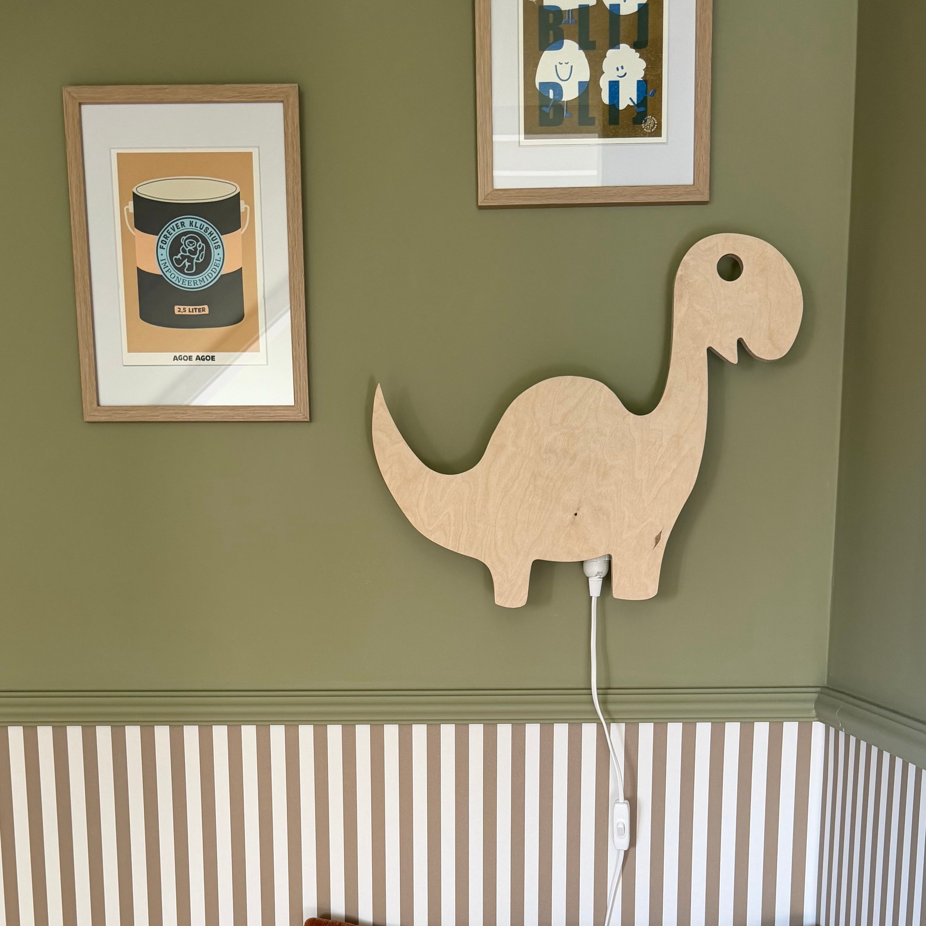 Houten wandlamp kinderkamer | Dino - blank - toddie.nl ®