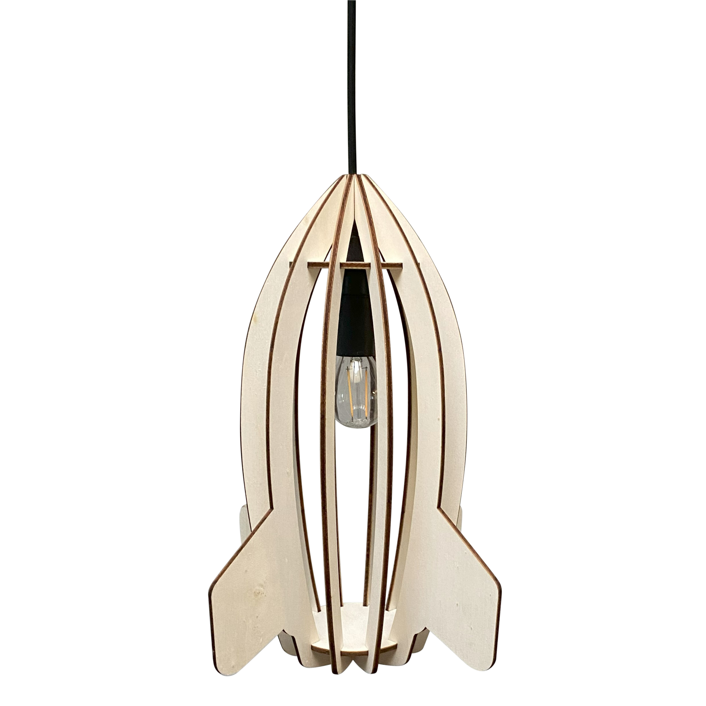 Træhængelampe til børneværelse | Raket - blank