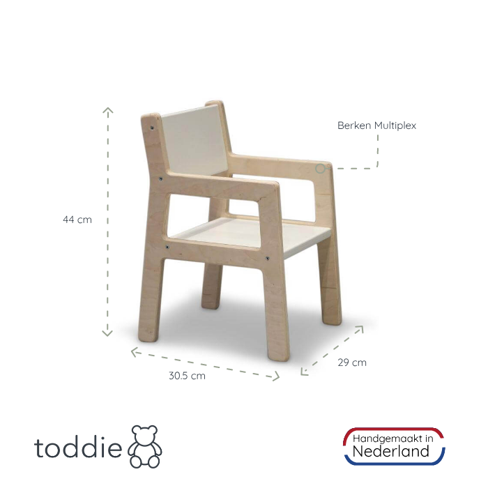 Houten kindermeubelsetje 1-4 jaar | Tafeltje + 2 stoeltjes - wit - toddie.nl