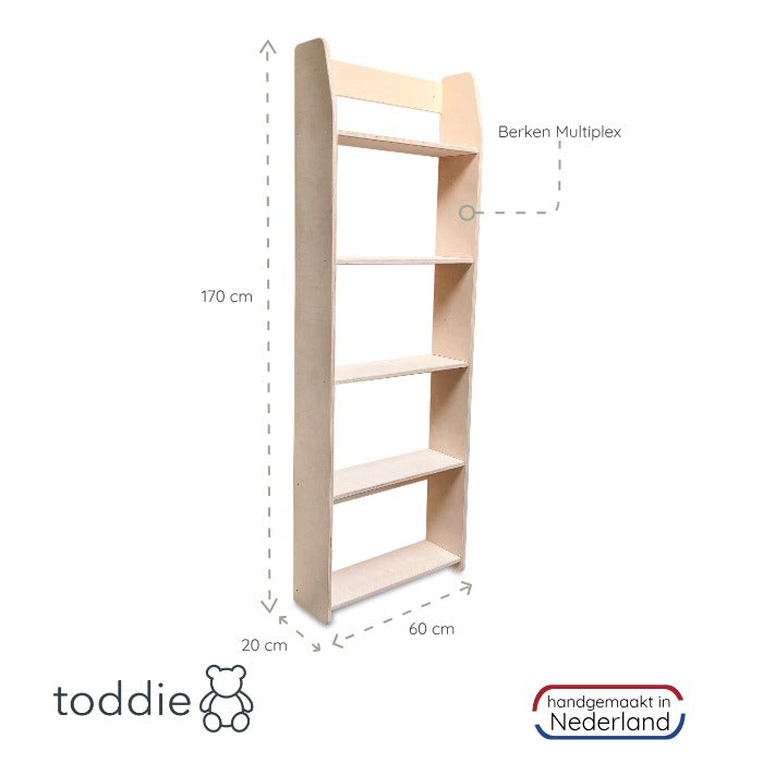 Moodie montessori boeken wandkast kinderkamer | Musee 5 planken - blank - toddie.nl ®