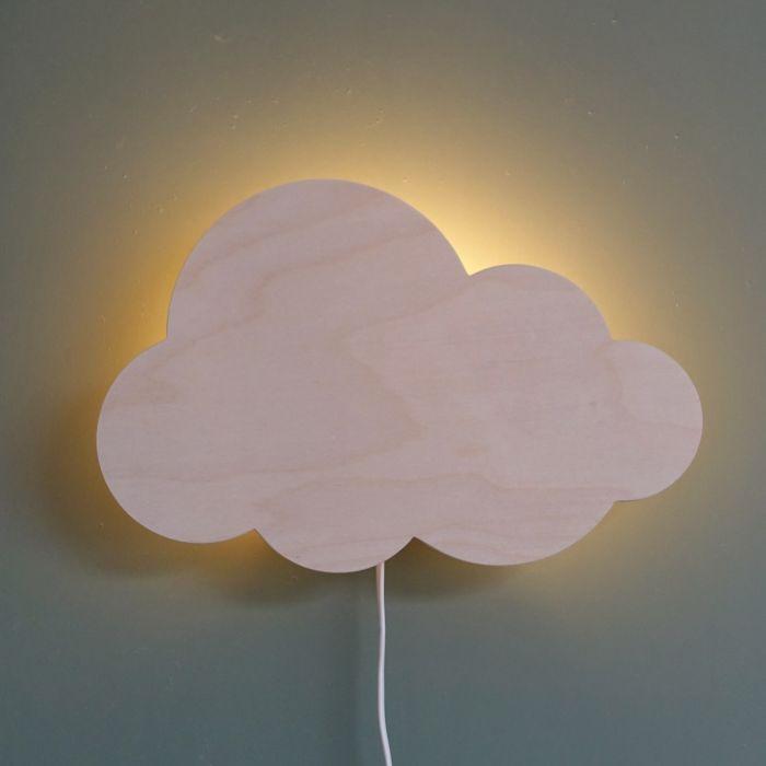 Houten wandlamp kinderkamer | Wolkie - blank - toddie.nl ®