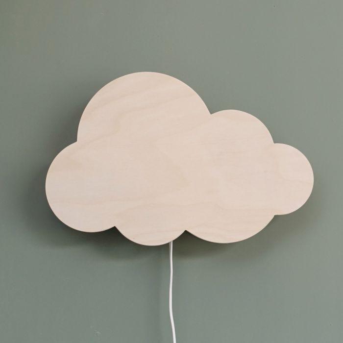 Houten wandlamp kinderkamer | Wolkie - blank - toddie.nl ®