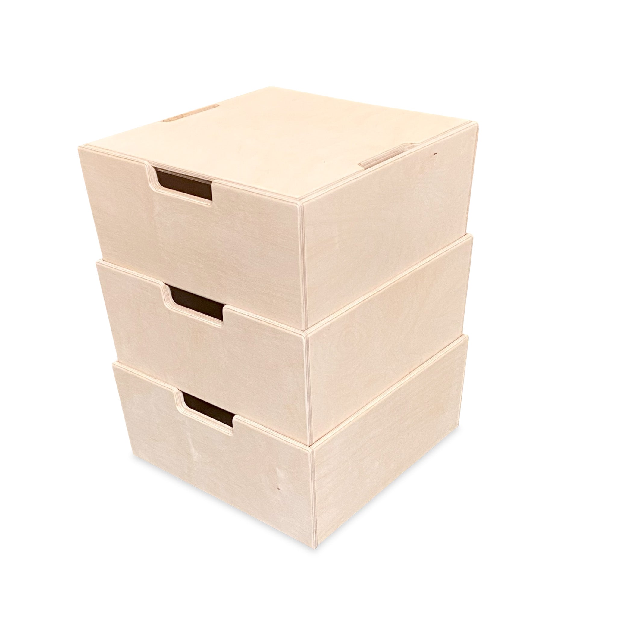 Montessori opbergkisten kinderkamer | Stapelbare houten kisten als opstapje - blank