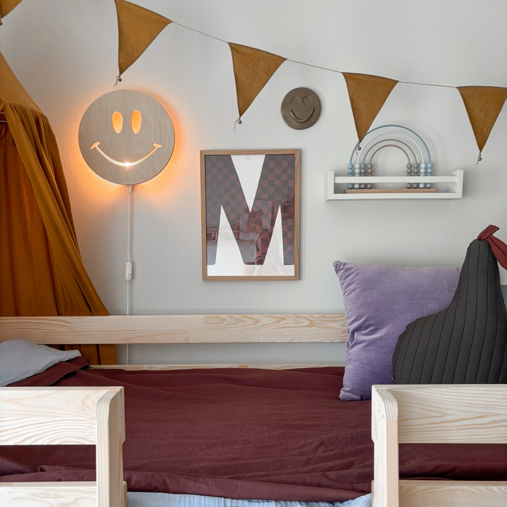 Houten wandlamp kinderkamer | Smiley - blank
