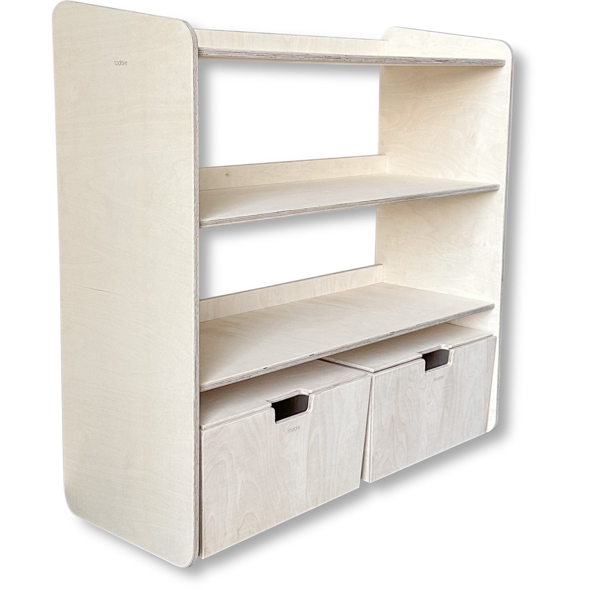 Jollie Montessori åbent legetøjsskab + mobile opbevaringsskabe | Bogreol 2 hylder - blank