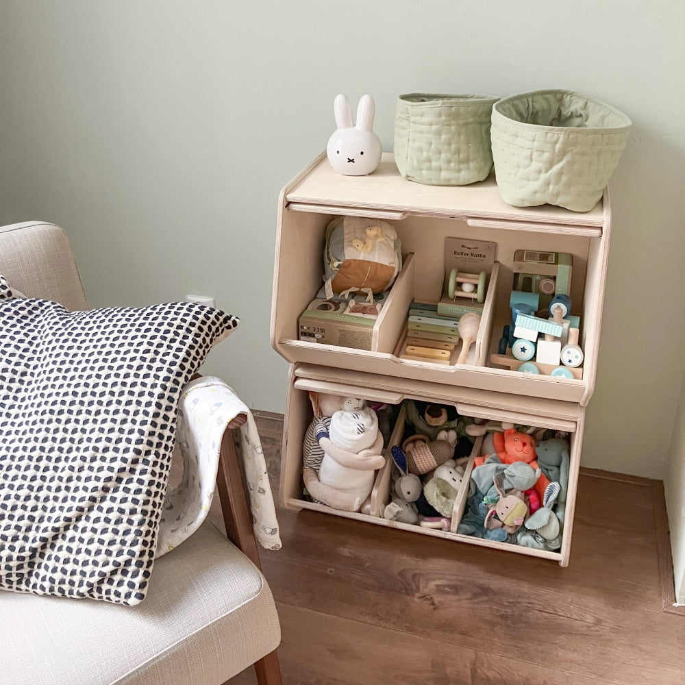 Stowie stabelbar opbevaringskasse med låg - blank