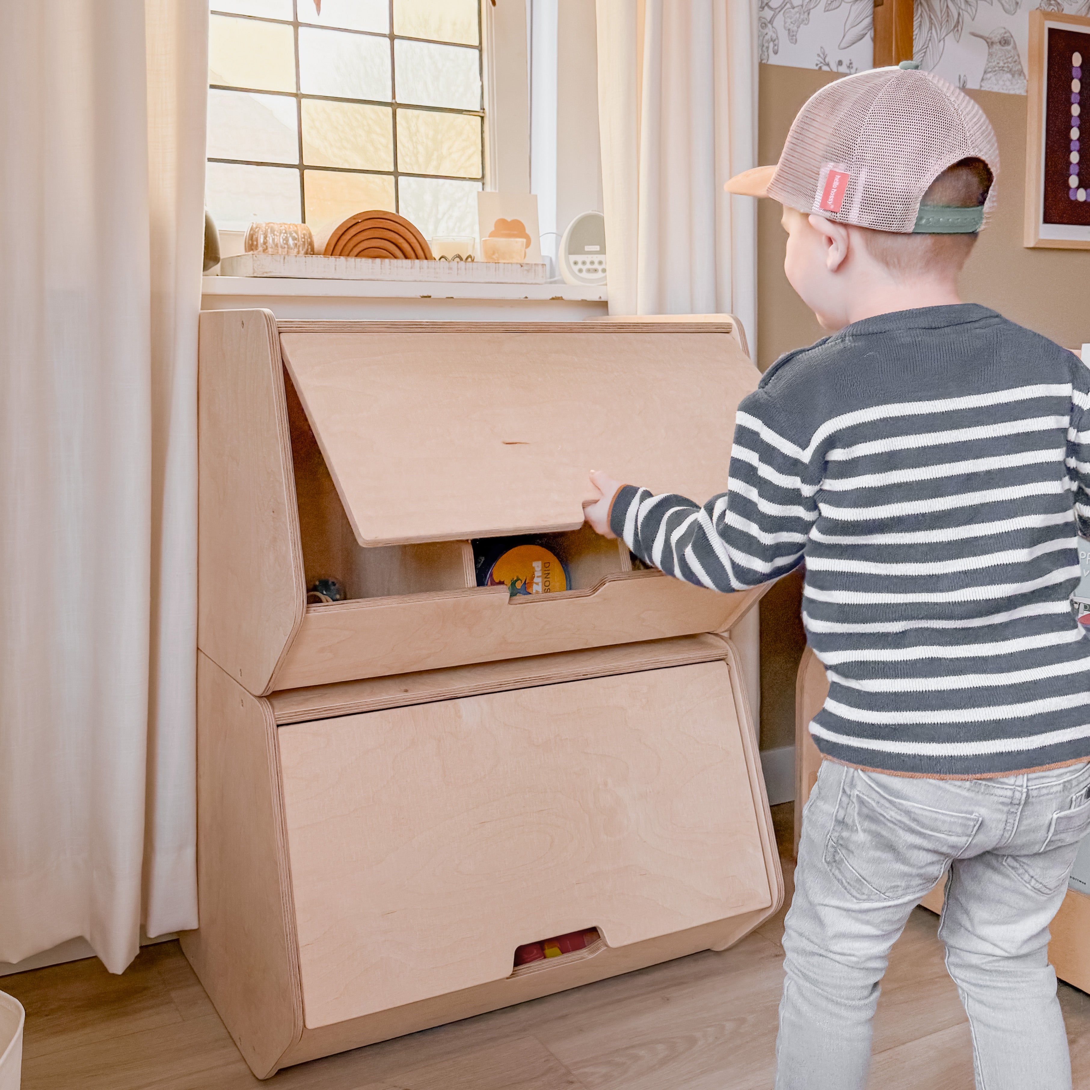 Stowie stabelbar opbevaringskasse med låg - blank