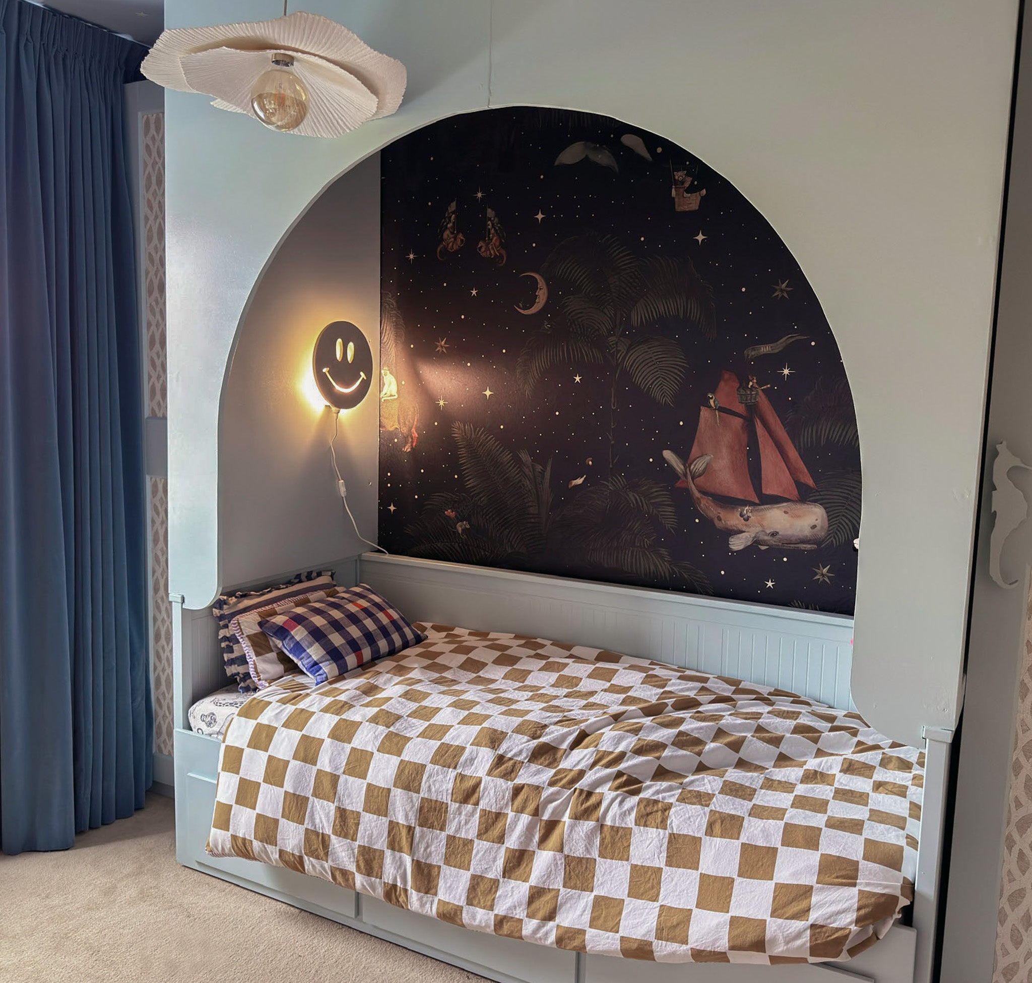 Houten wandlamp kinderkamer | Smiley - blank