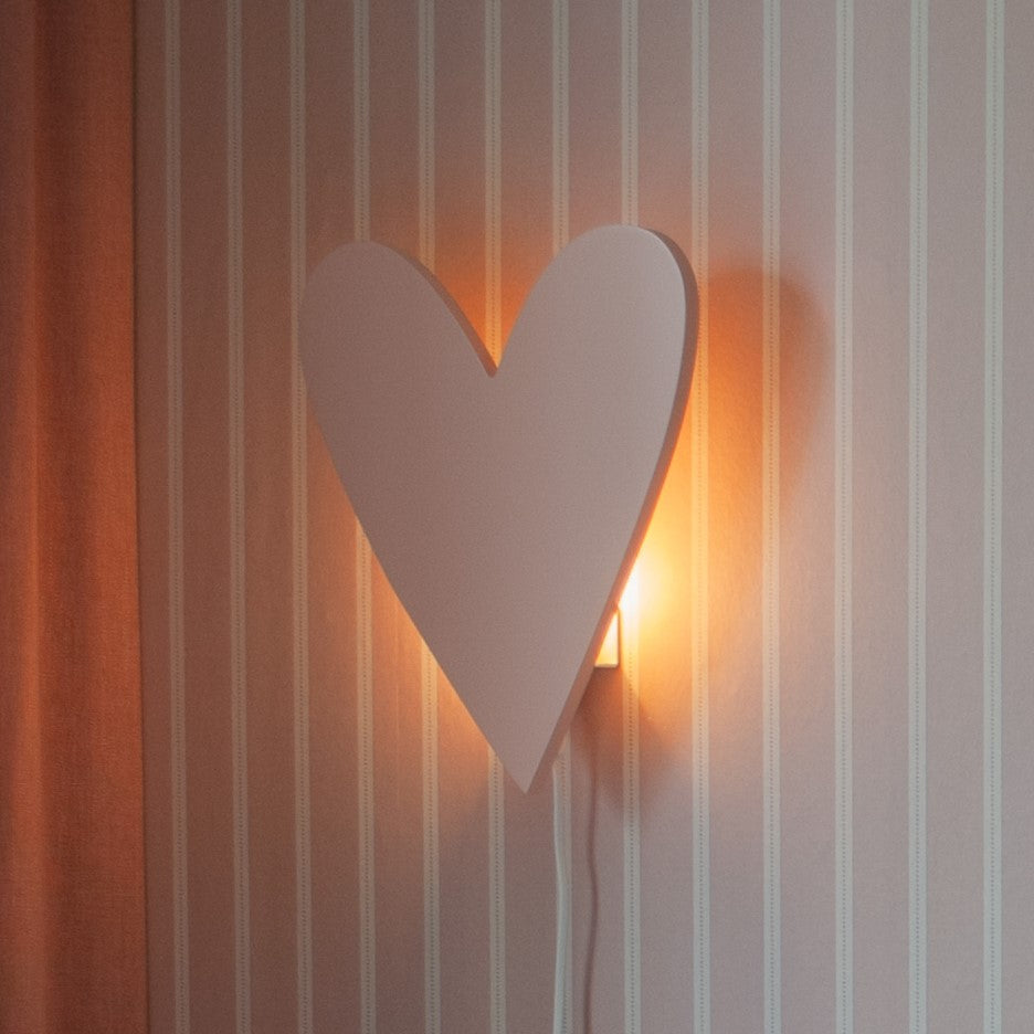 Houten wandlamp kinderkamer | Hart - peach