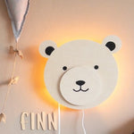 Houten wandlamp kinderkamer | Teddy - blank