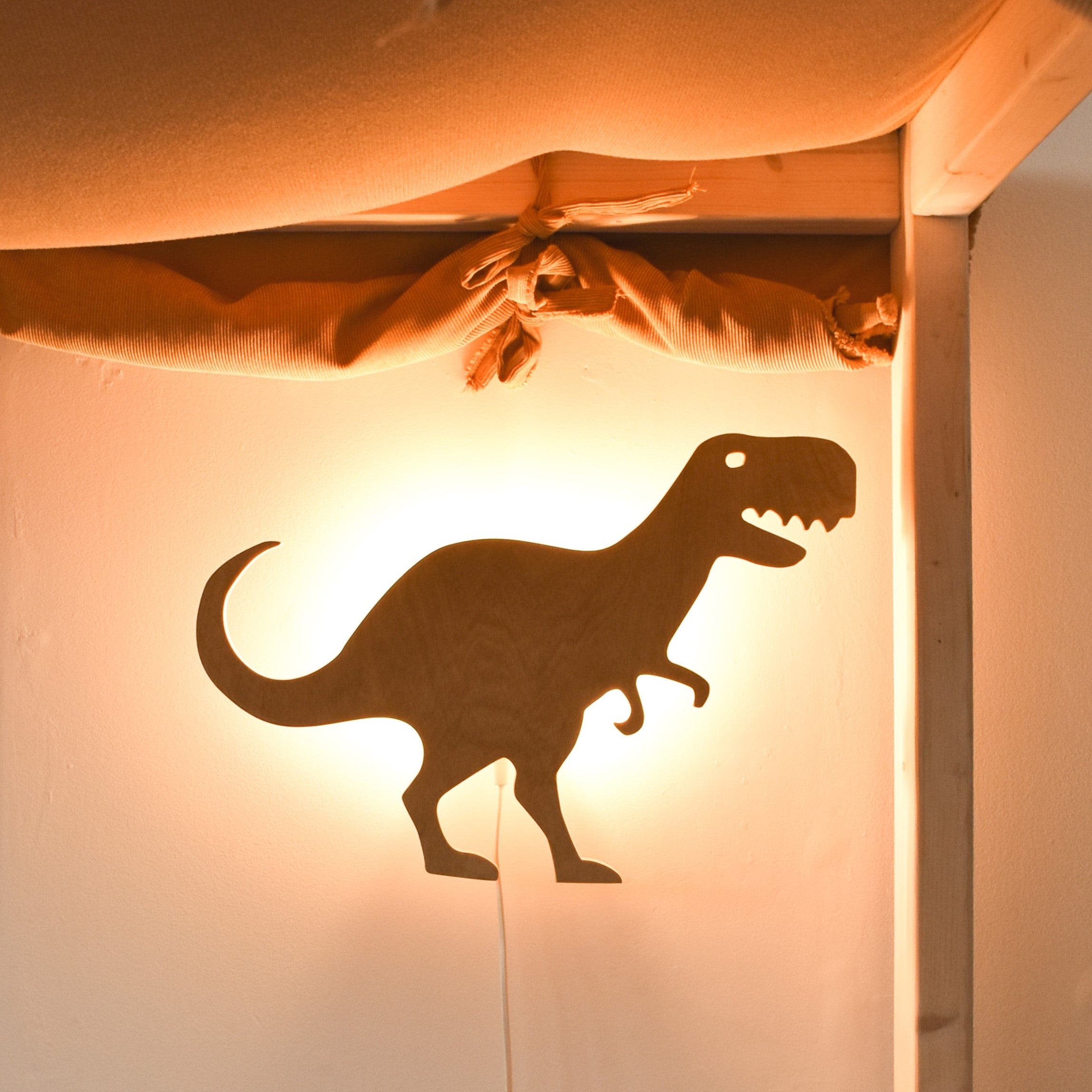 Houten wandlamp kinderkamer | Tyrannosaurus - blank - toddie.nl ®