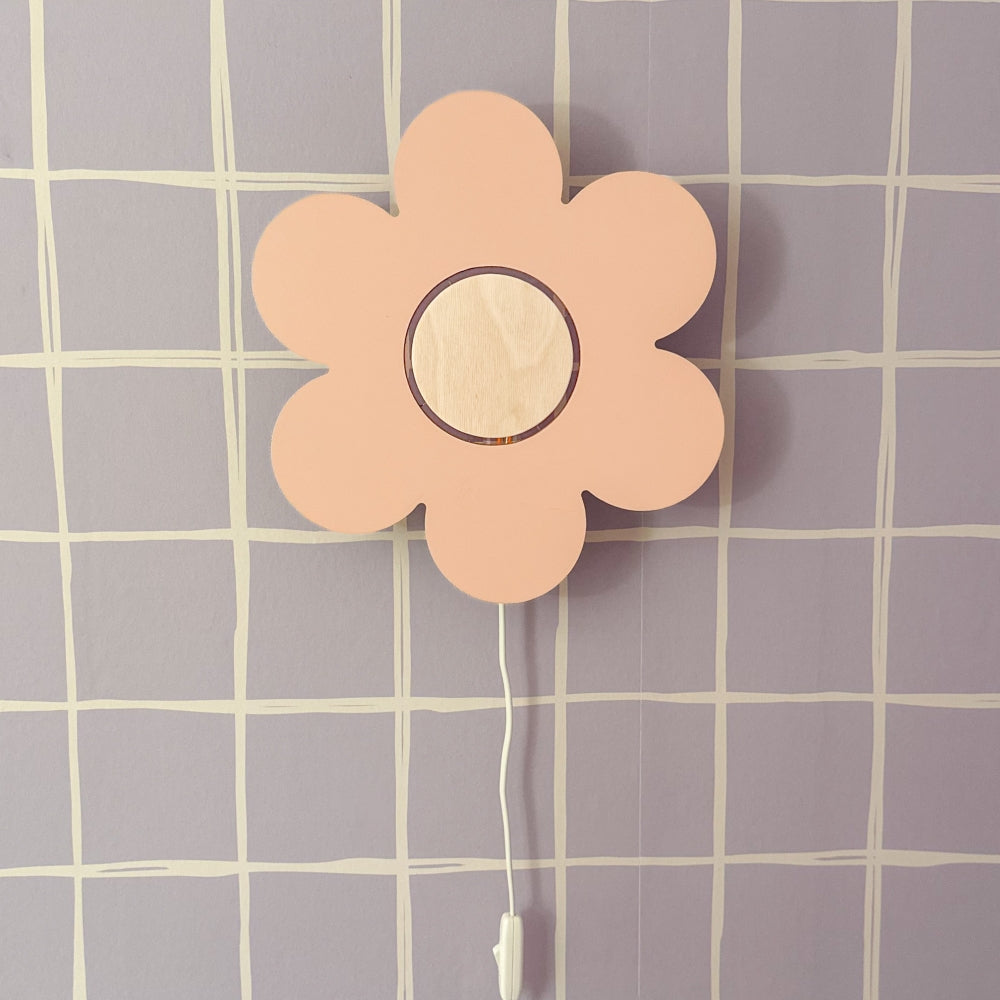 Houten wandlamp kinderkamer | Bloem - Peach