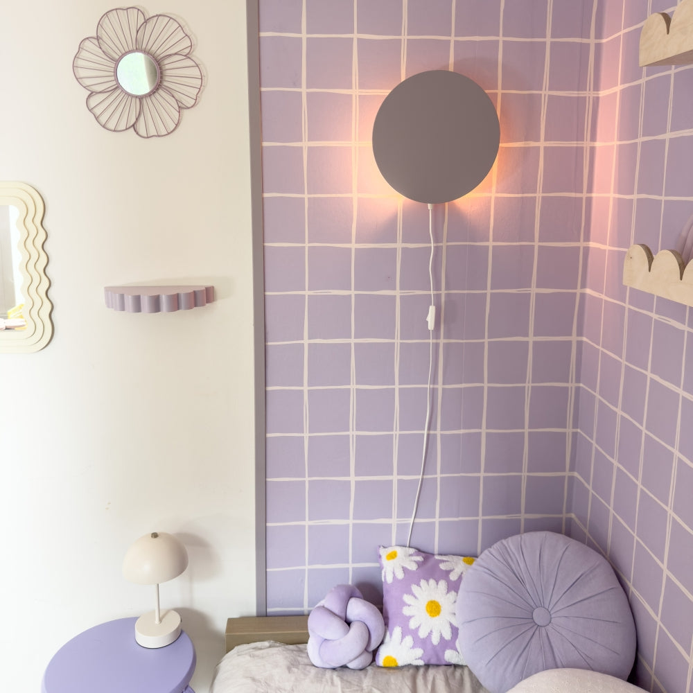 Houten wandlamp kinderkamer | Cirkel Lila