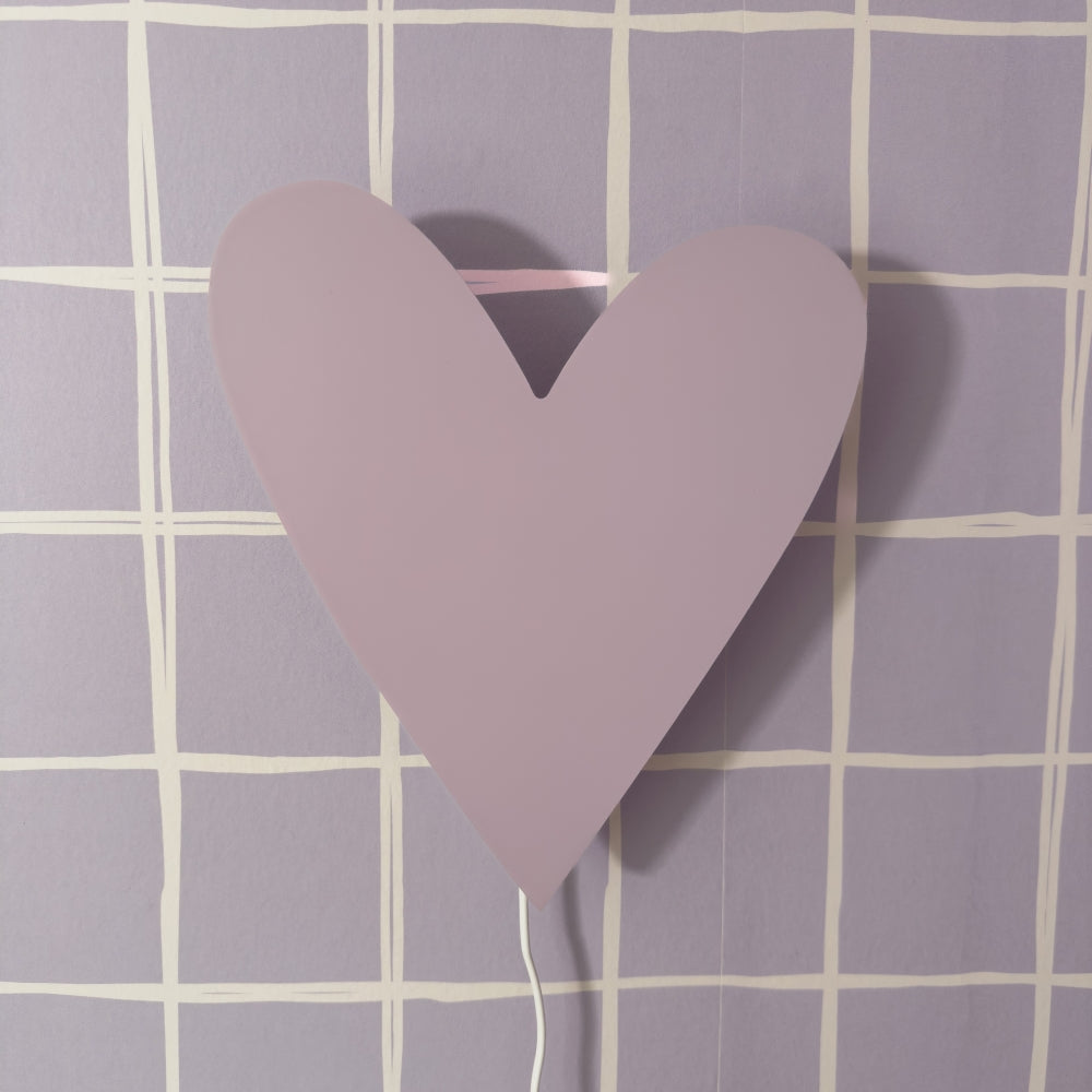 Houten wandlamp kinderkamer | Hart - Lila