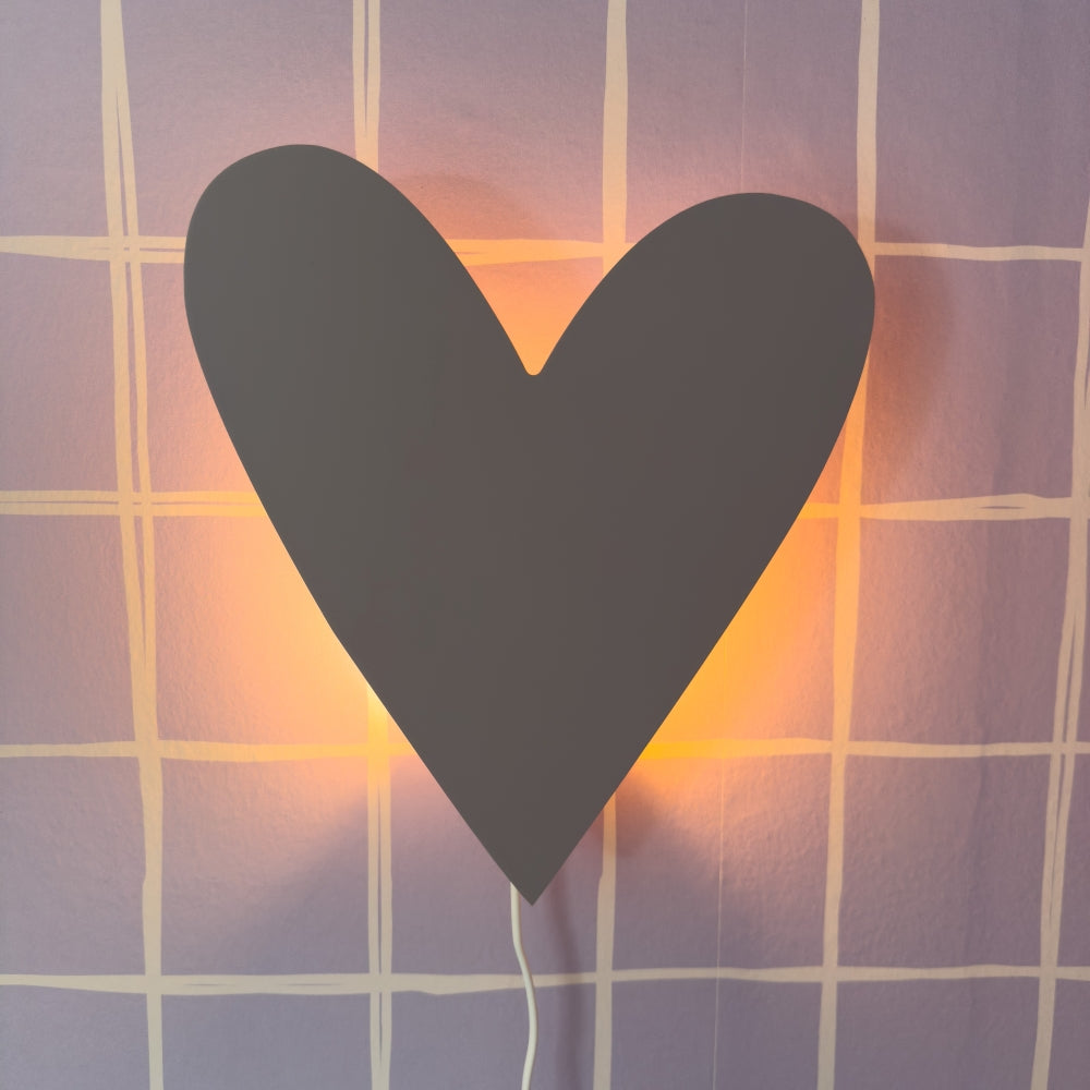 Houten wandlamp kinderkamer | Hart - Lila