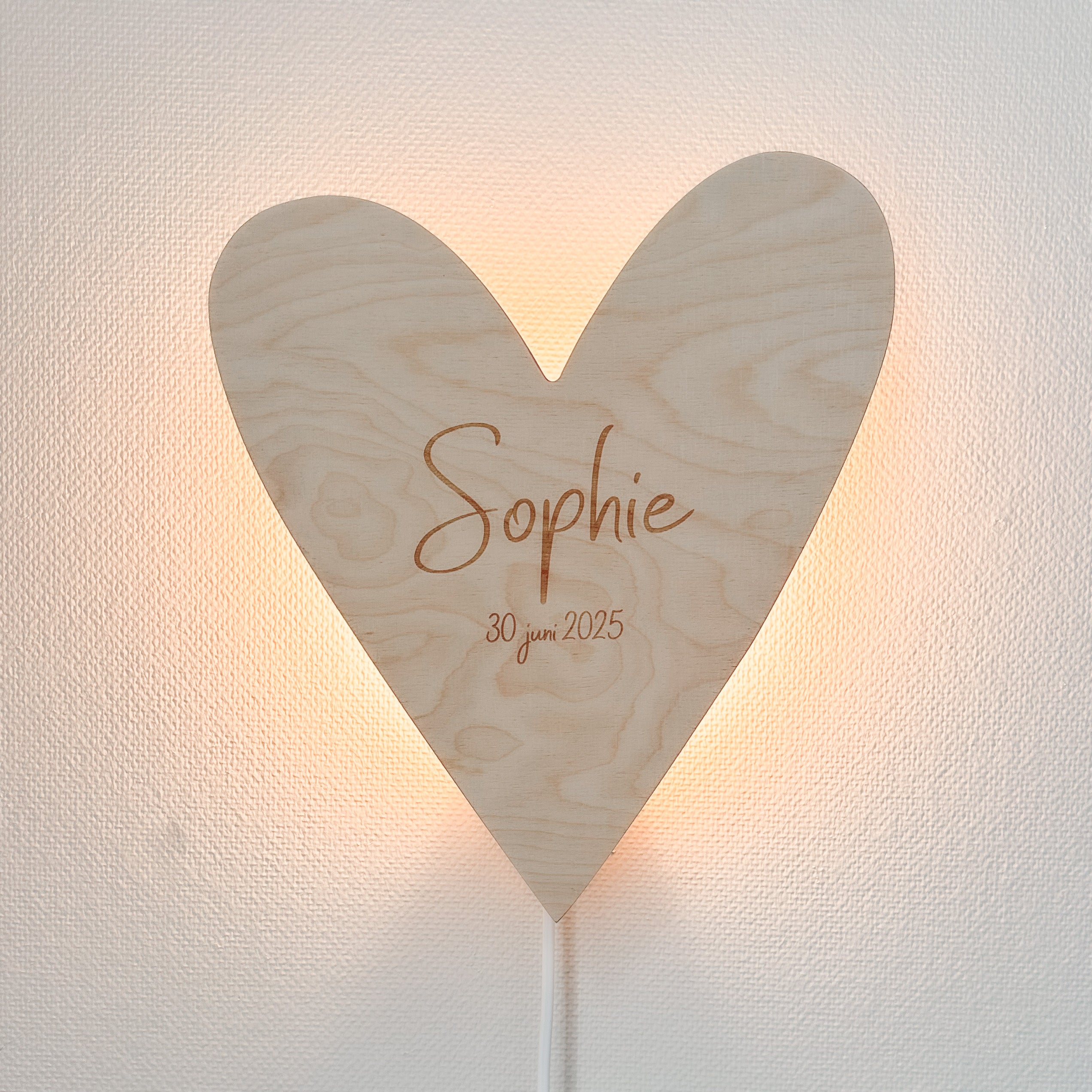 Houten wandlamp kinderkamer | Hart - blank - toddie.nl ®