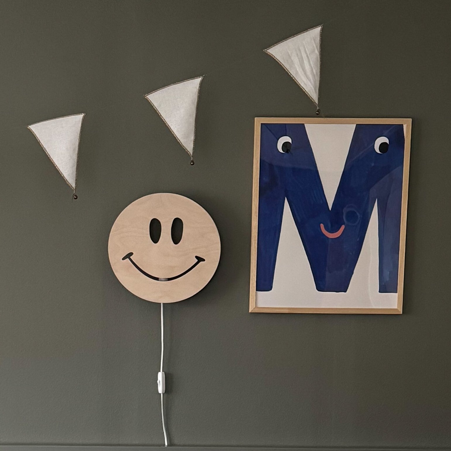 Houten wandlamp kinderkamer | Smiley - blank