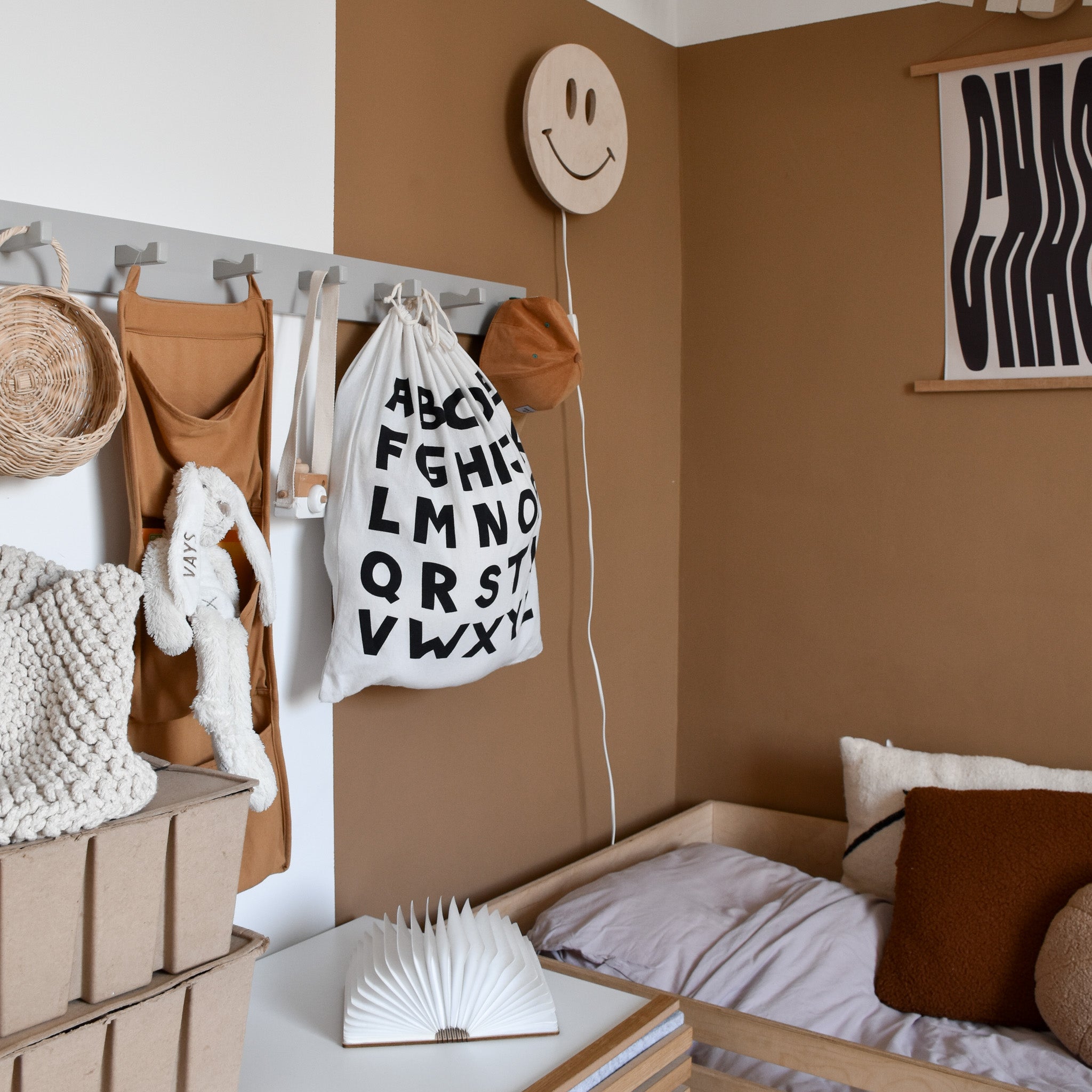 Trævæglampe til børneværelse | Smiley - blank