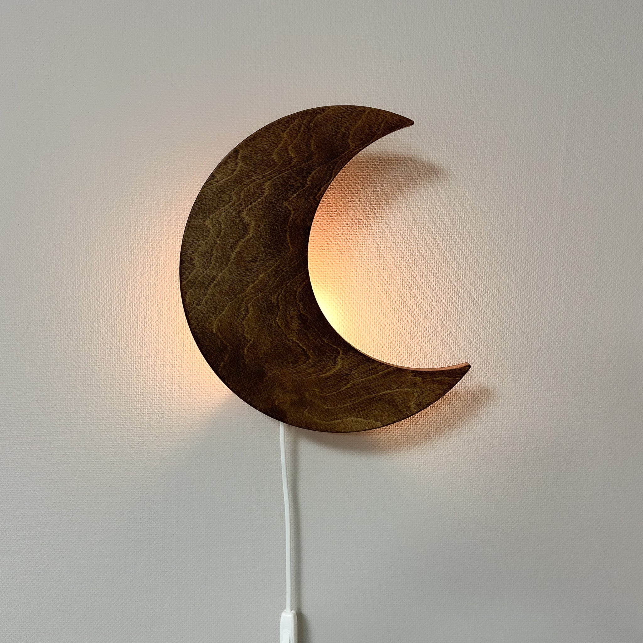 Houten wandlamp kinderkamer | Maan - Wengé - toddie.nl ®