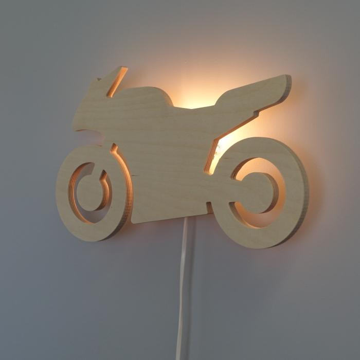 Houten wandlamp kinderkamer | Motor - blank - toddie.nl ®