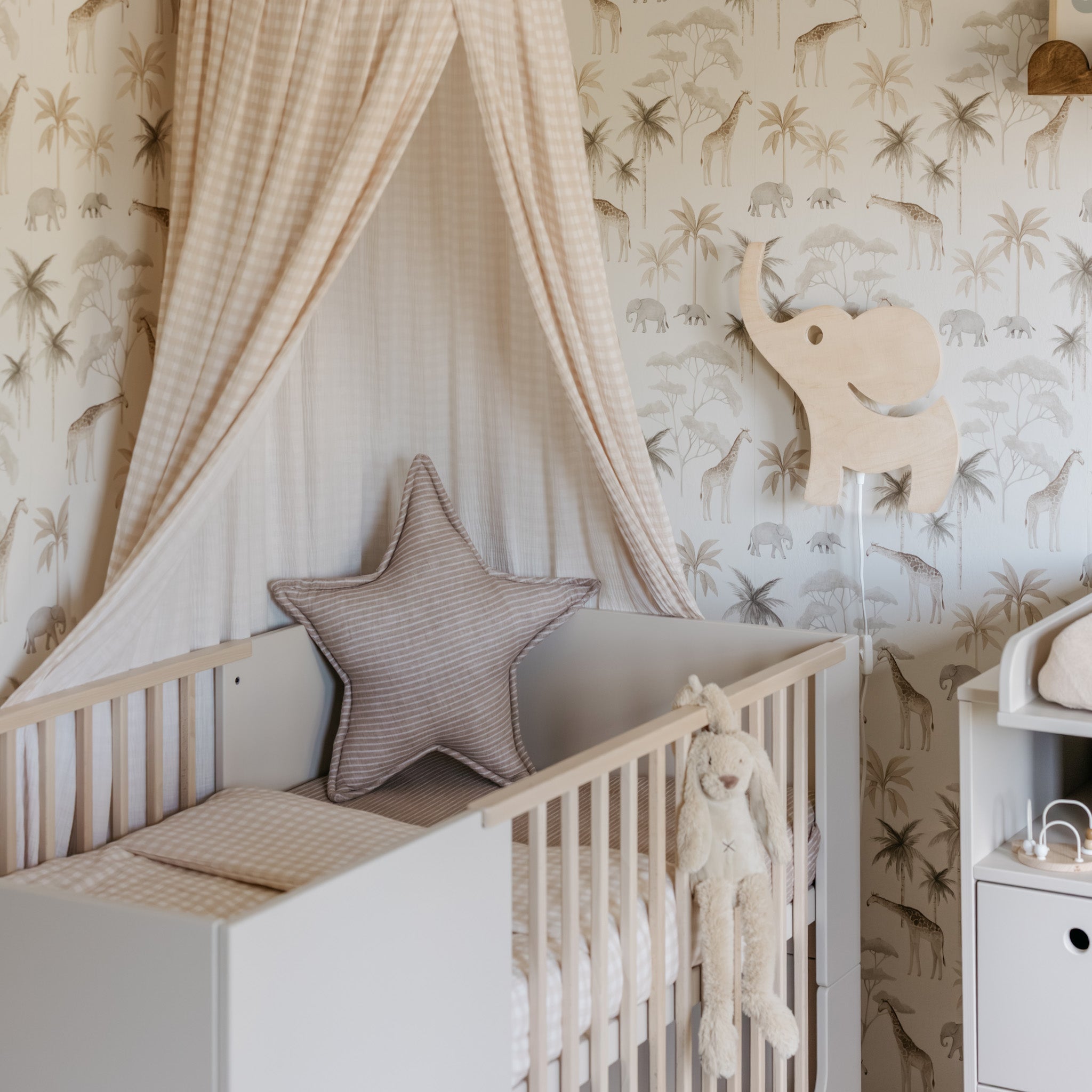 Trævæglampe til børneværelse | Elefant - hvid