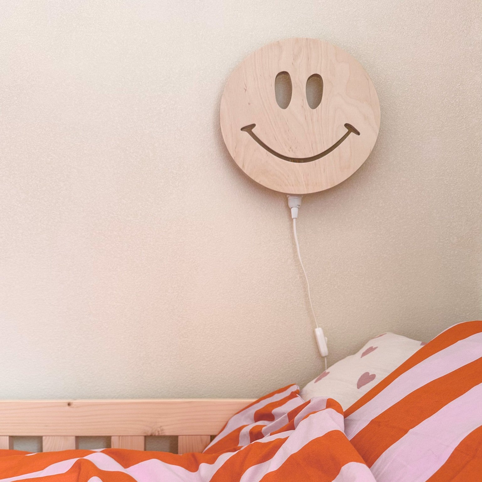 Houten wandlamp kinderkamer | Smiley - blank