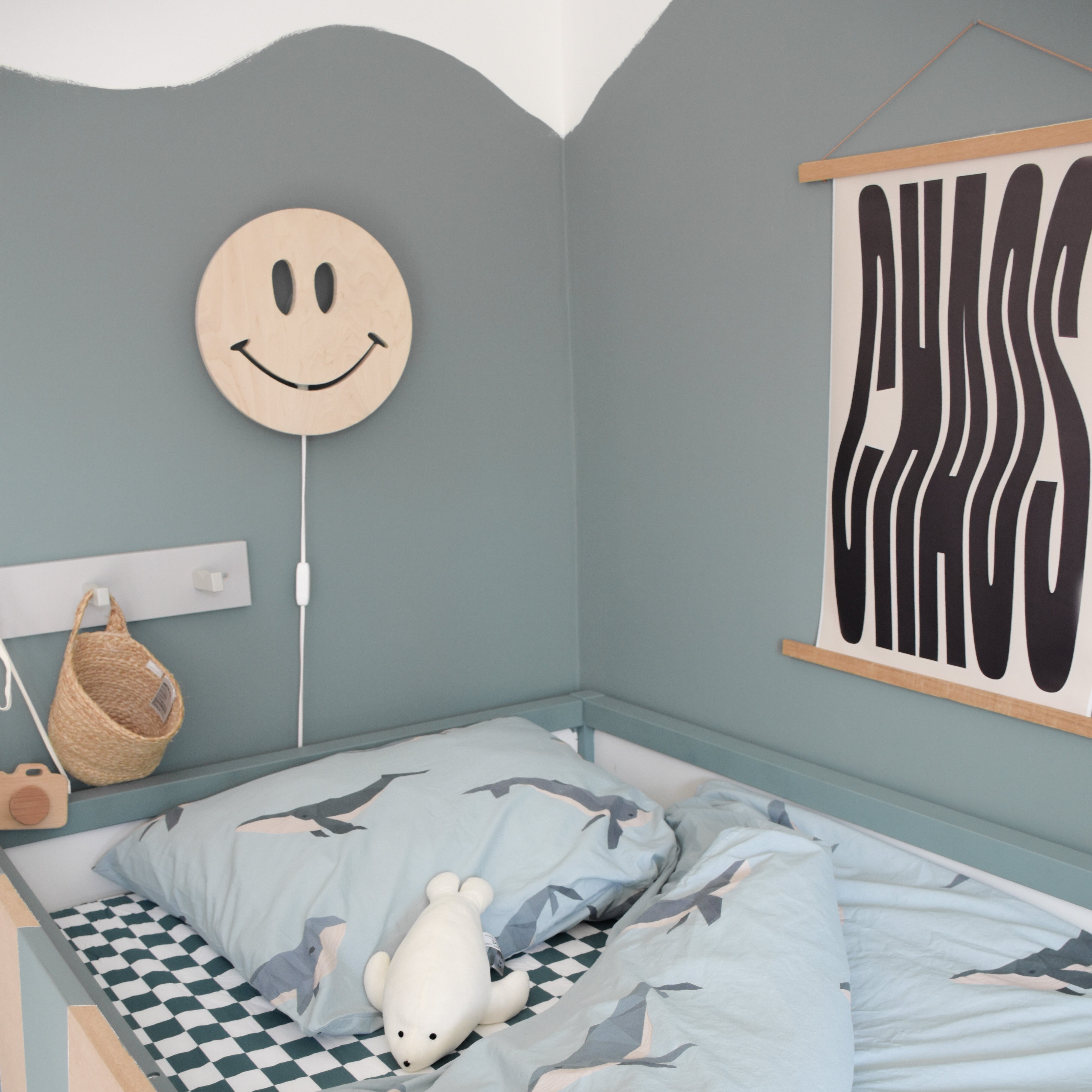 Houten wandlamp kinderkamer | Smiley - blank