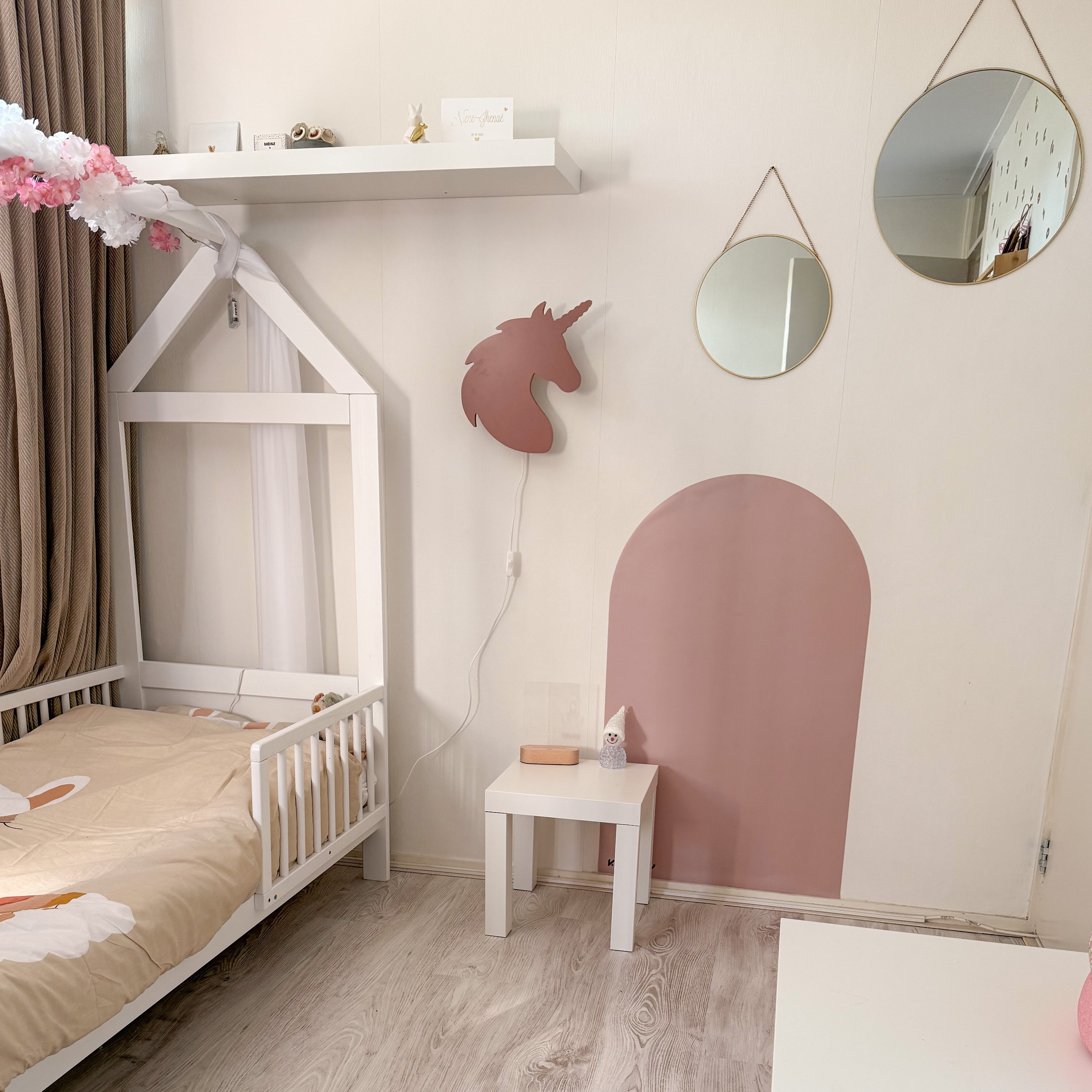 Houten wandlamp kinderkamer | Eenhoorn - terra roze - toddie.nl ®