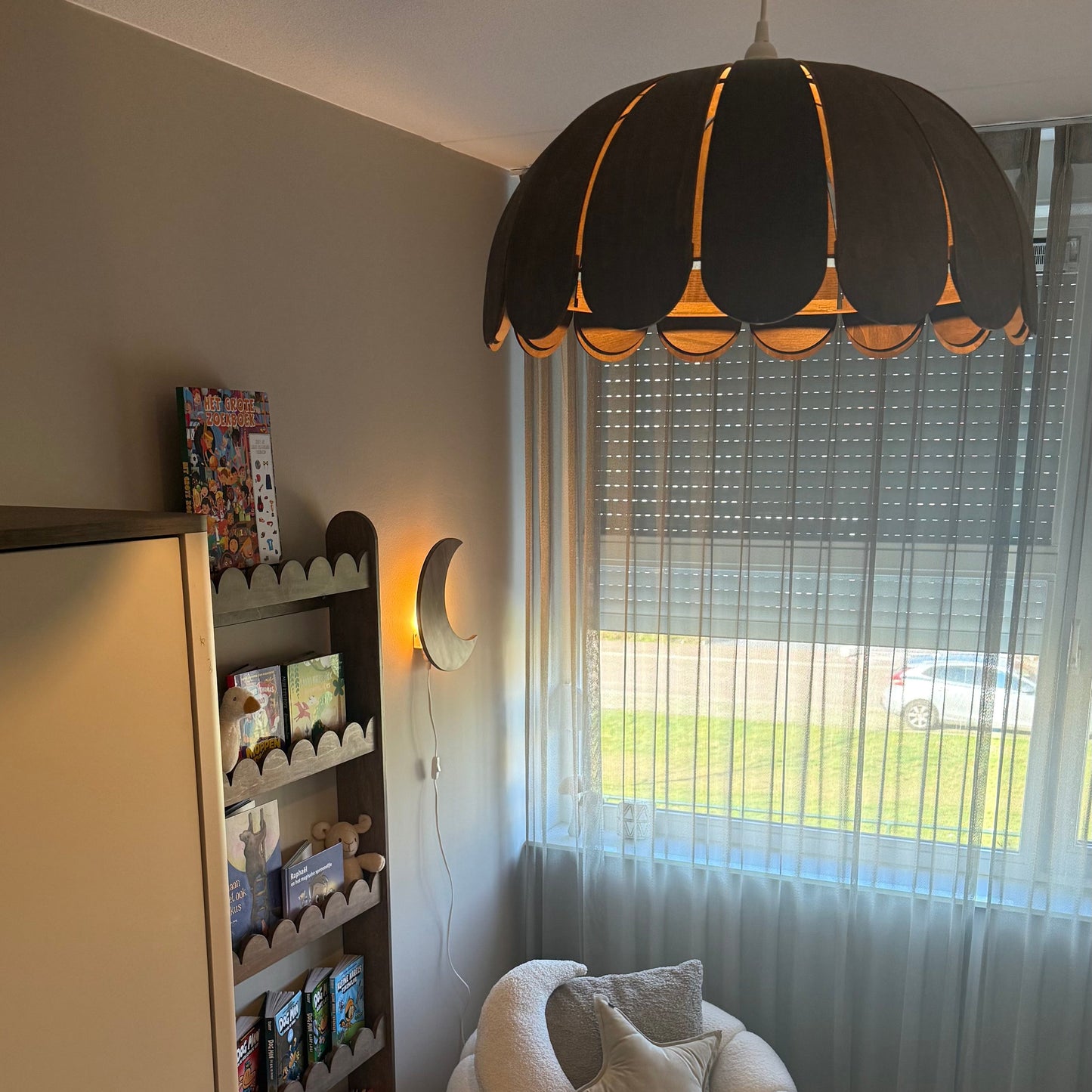 Houten hanglamp kinderkamer | Bubble Wengé (Walnut) - toddie.nl ®