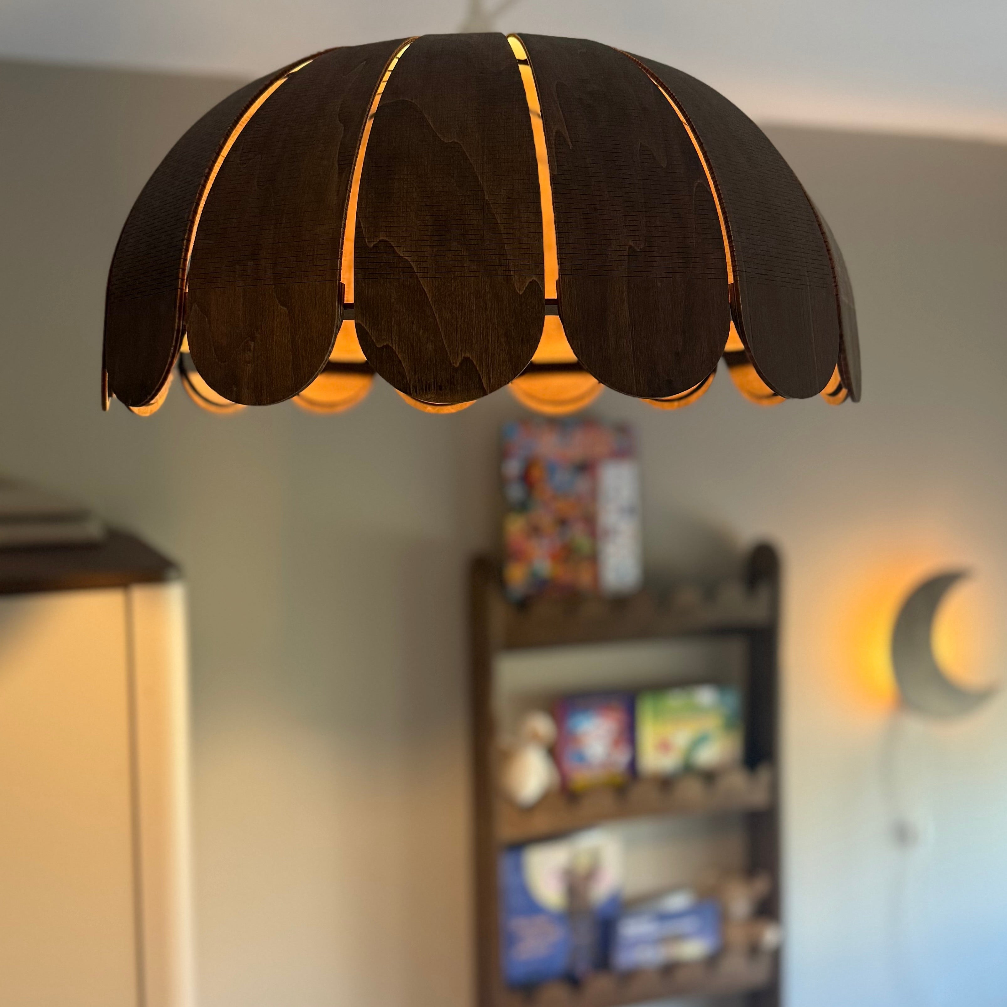 Houten hanglamp kinderkamer | Bubble Wengé (Walnut)
