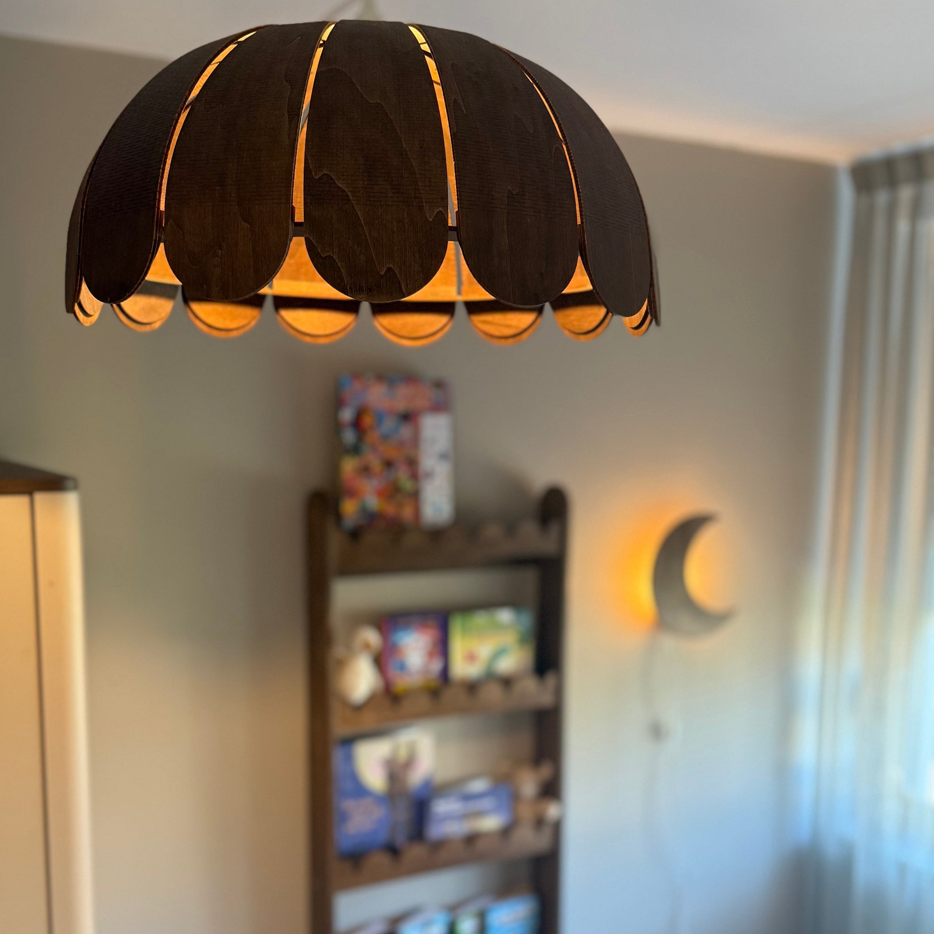 Houten hanglamp kinderkamer | Bubble Wengé (Walnut)