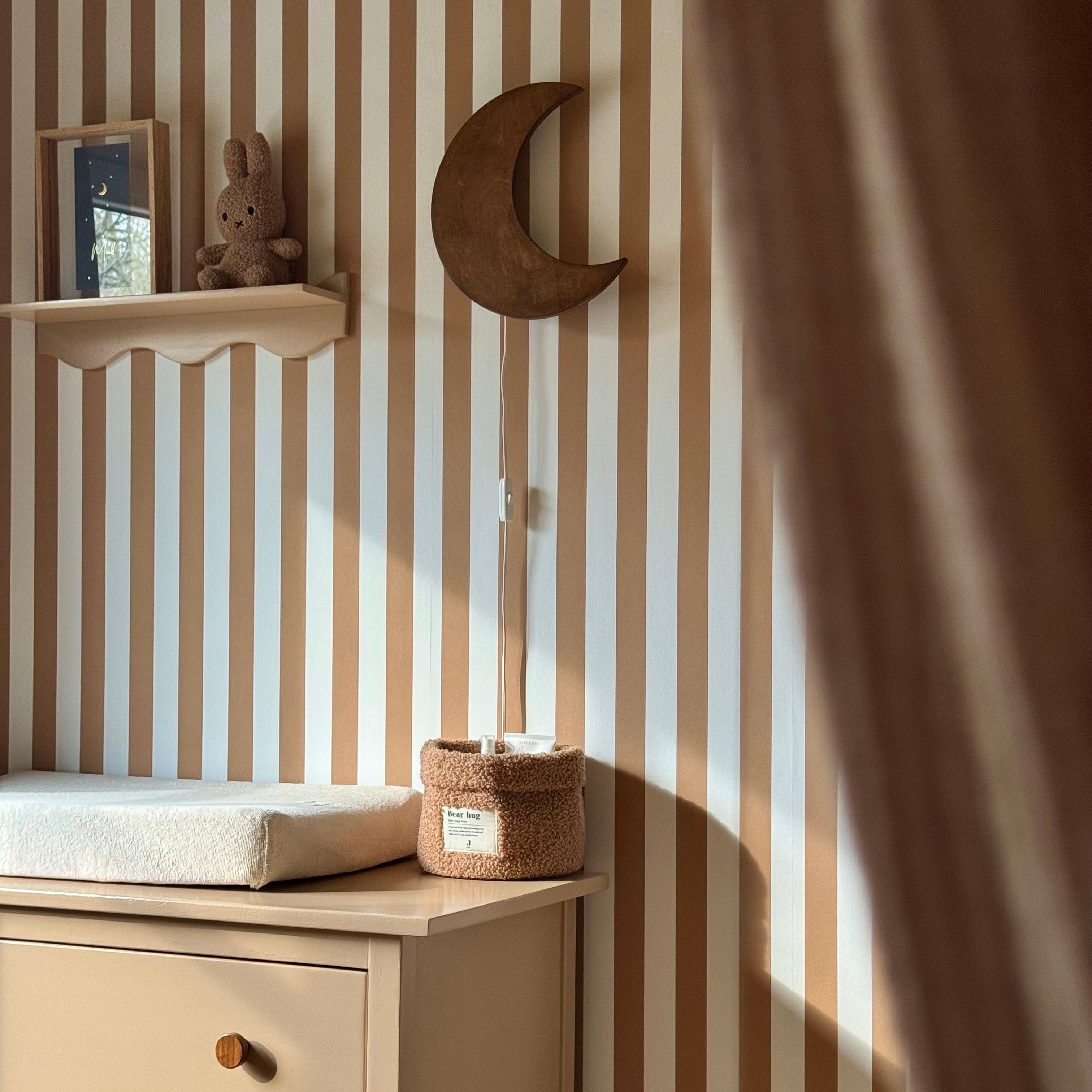 Houten wandlamp kinderkamer | Maan - Wengé