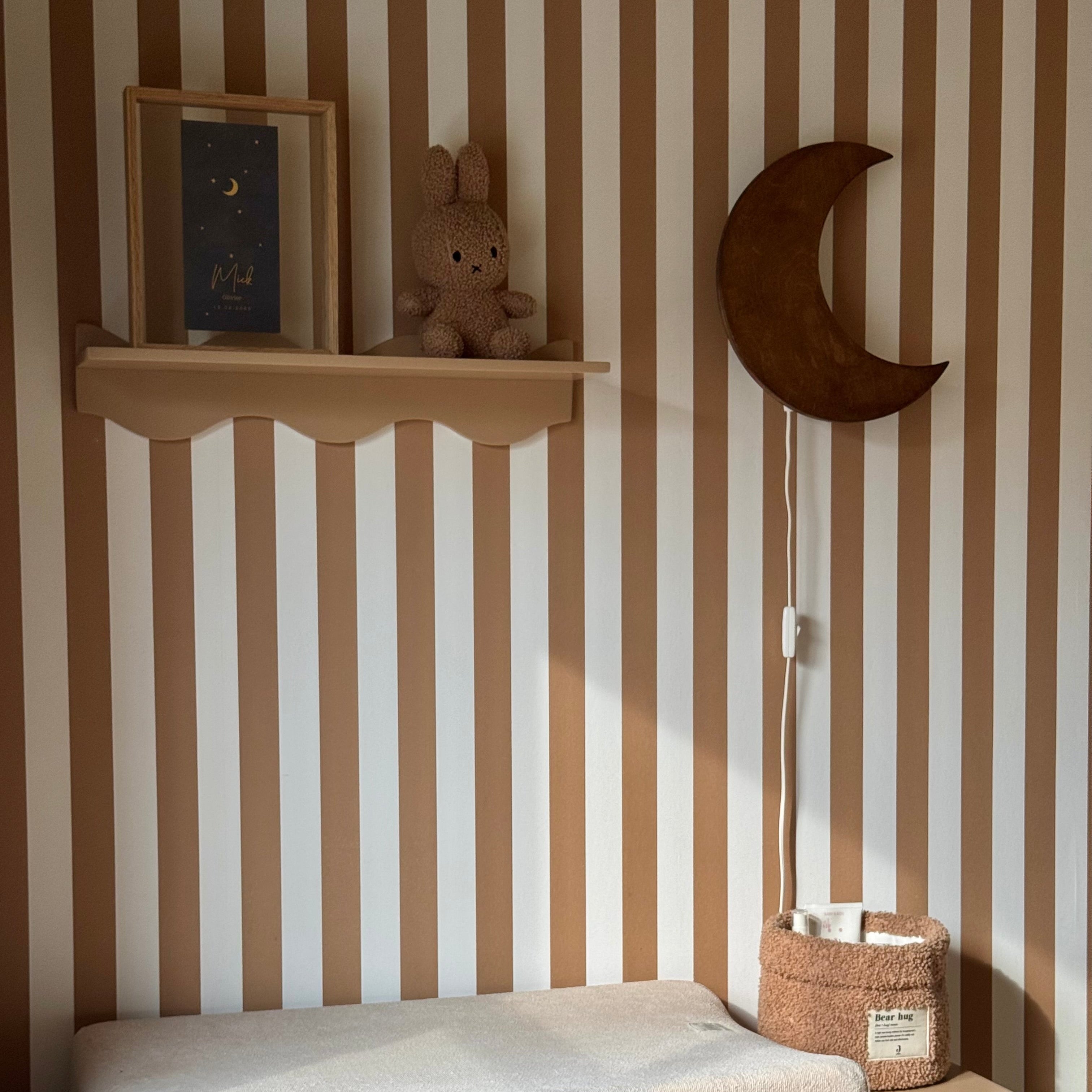 Houten wandlamp kinderkamer | Maan - Wengé