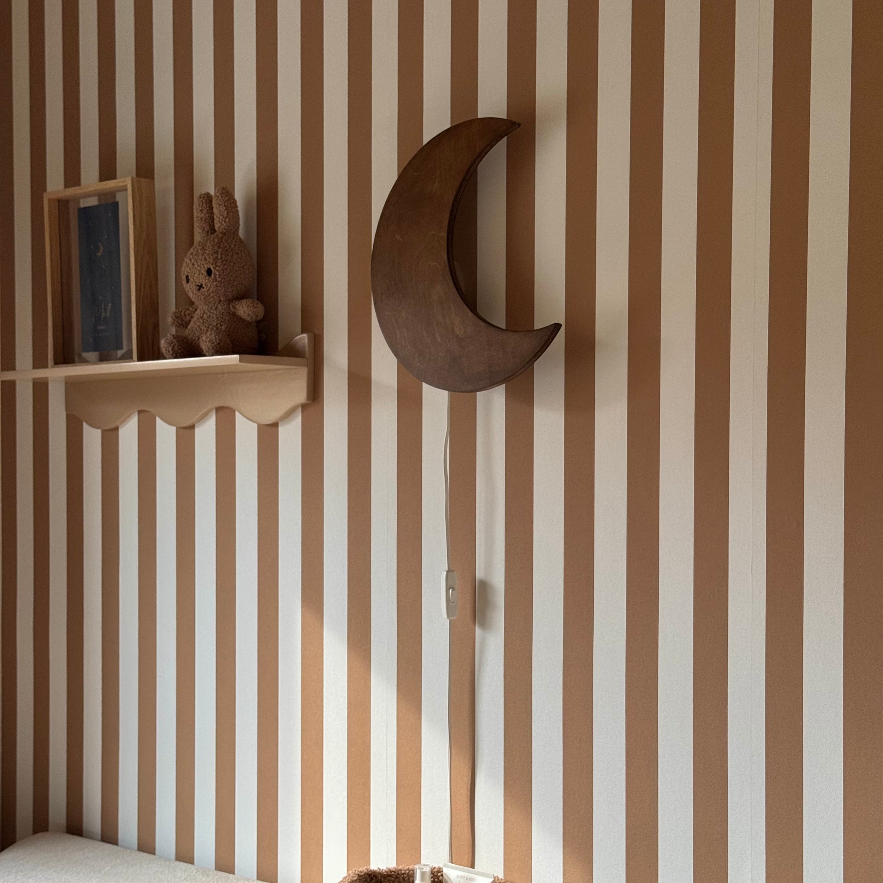 Houten wandlamp kinderkamer | Maan - Wengé